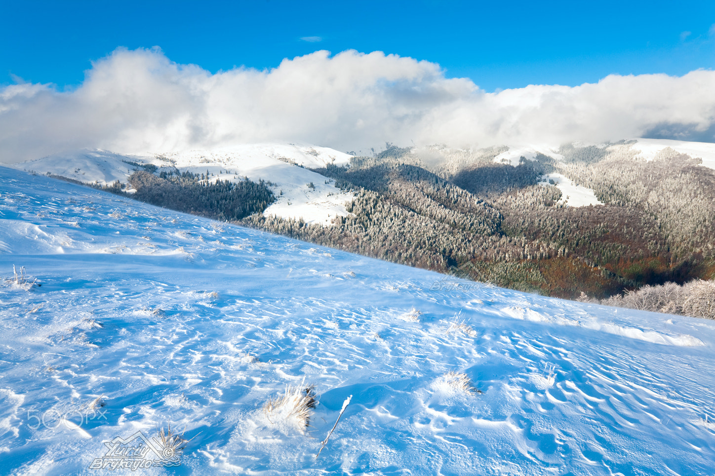 Canon EF 16-35mm F2.8L II USM sample photo. First winter snow and and last autumn colourful foliage in mount photography