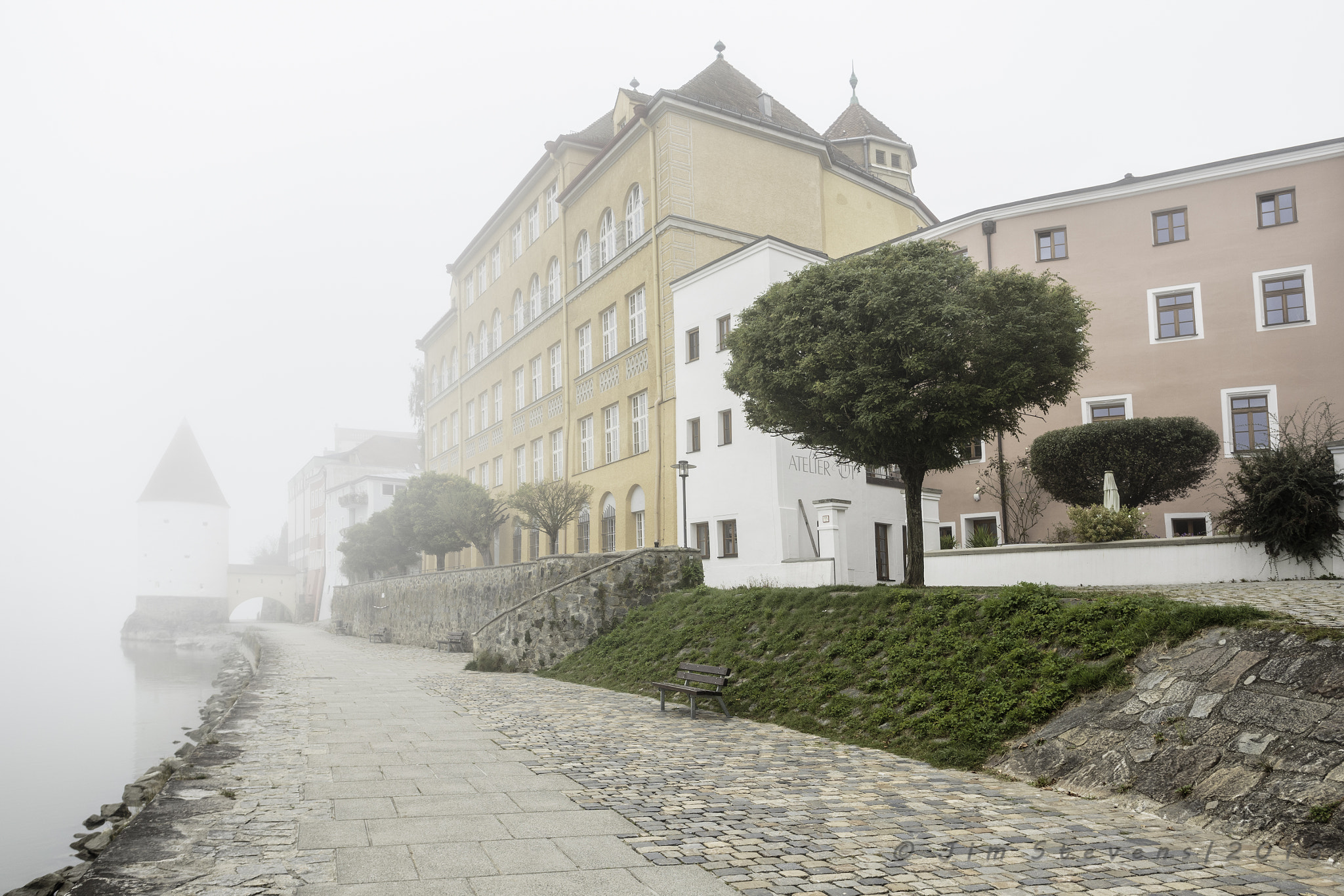Canon EOS-1D X + Canon EF 17-40mm F4L USM sample photo. Danube river fog in passau germany photography