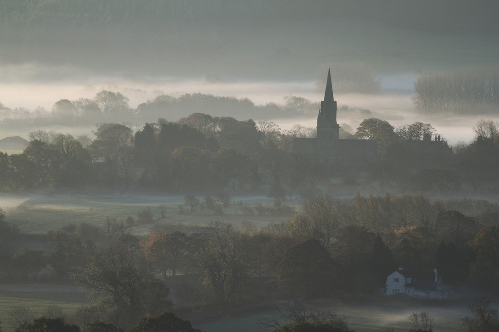 Canon EOS 7D + Canon EF 300mm F4L IS USM sample photo. Church in the mist photography