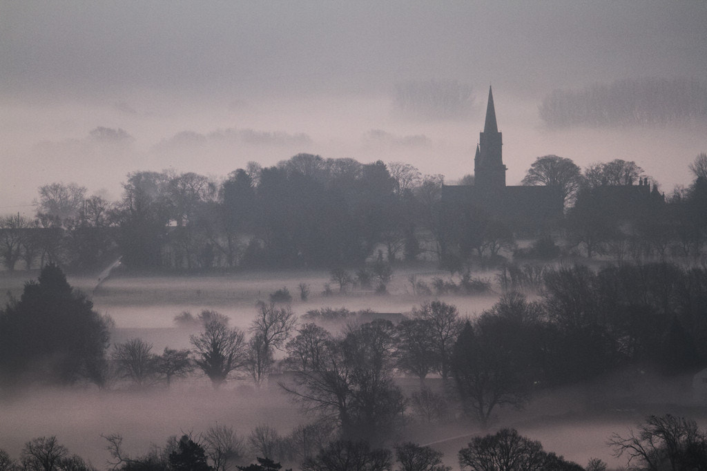Canon EOS 7D + Canon EF 300mm F2.8L IS USM sample photo. Church in the mist photography