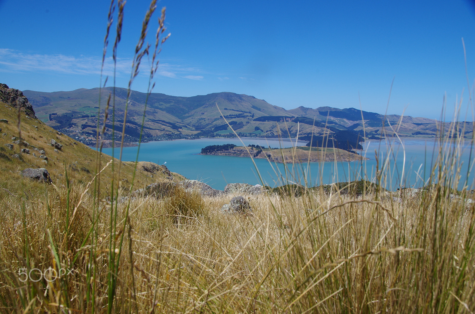 Pentax K-50 sample photo. Lyttelton harbour from above photography