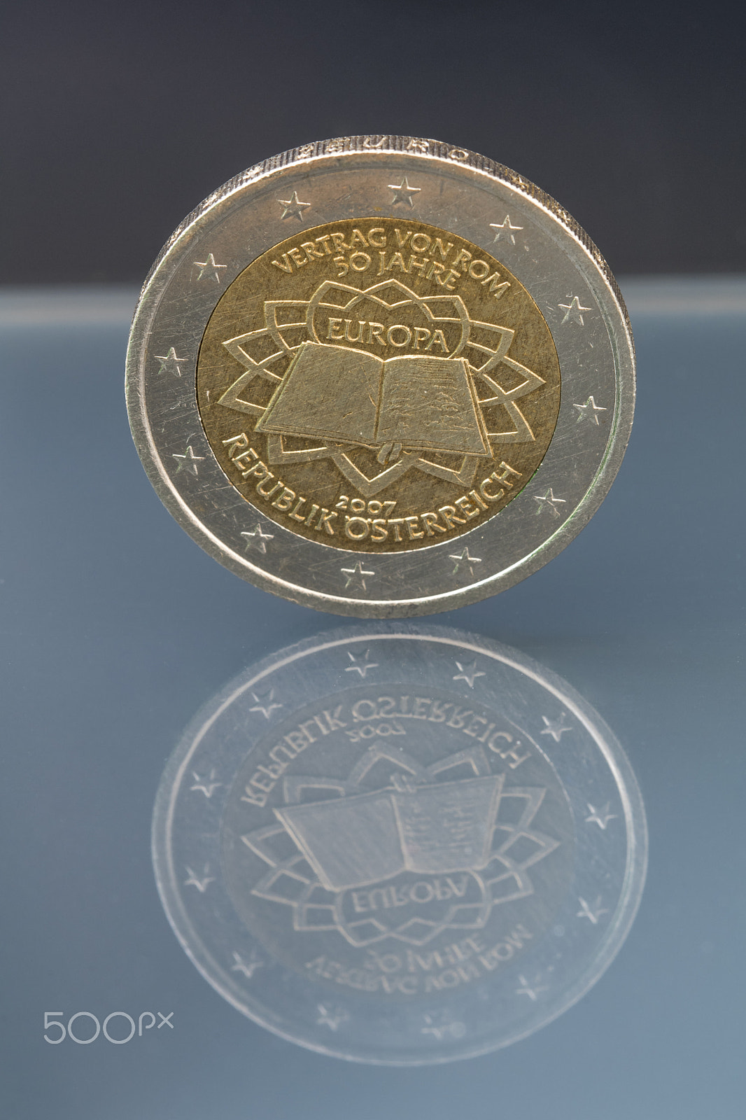 Nikon D500 + Sigma 105mm F2.8 EX DG OS HSM sample photo. Commemorative 2 eur coin, 50th anniversary treaty of rome, issue photography