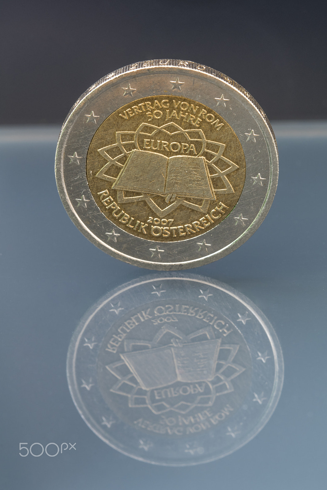 Sigma 105mm F2.8 EX DG OS HSM sample photo. Commemorative 2 eur coin, 50th anniversary treaty of rome, issue photography