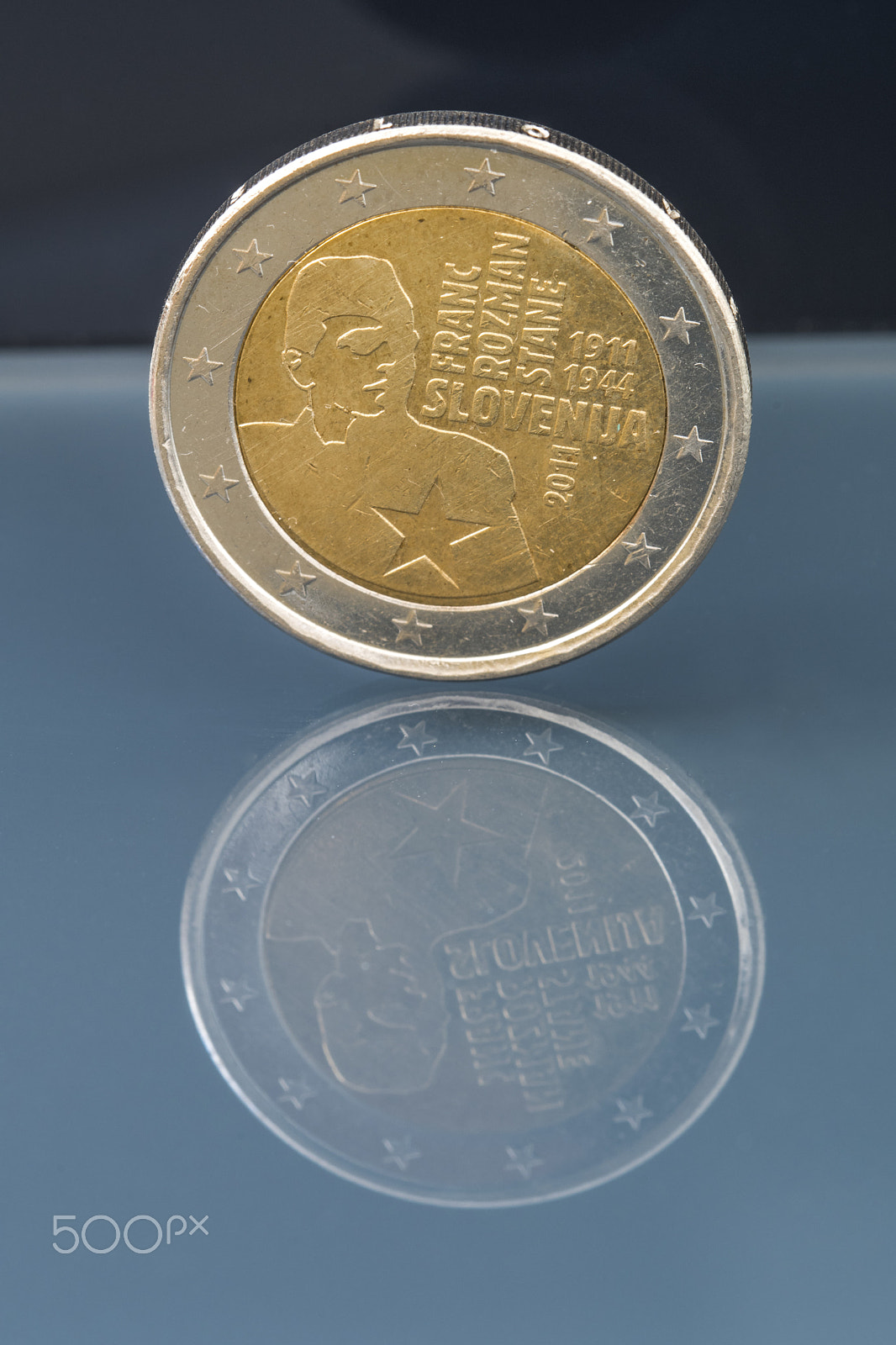 Sigma 105mm F2.8 EX DG OS HSM sample photo. Commemorative 2 eur coin, slovenia, franc rozman stane photography