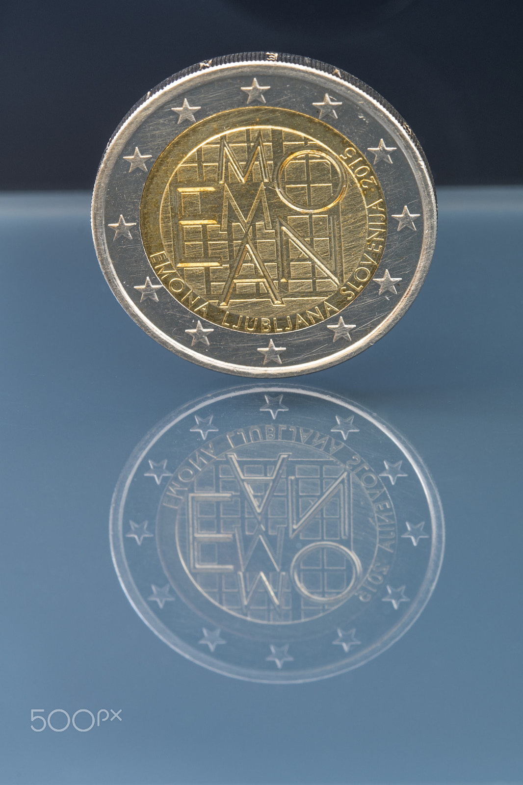 Sigma 105mm F2.8 EX DG OS HSM sample photo. Commemorative 2 eur coin emona, slovenia photography