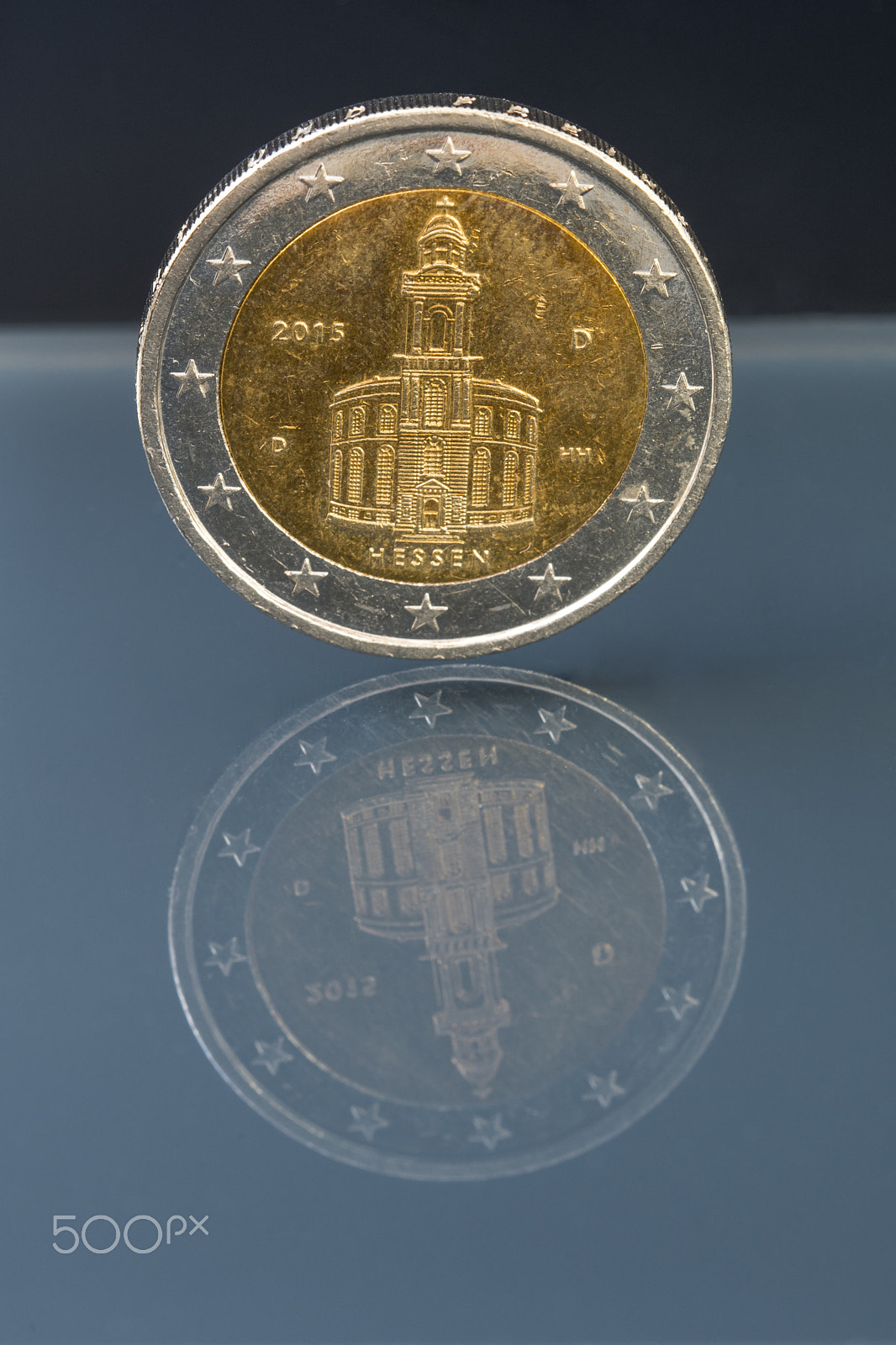 Sigma 105mm F2.8 EX DG OS HSM sample photo. Commemorative 2 eur coin; hessen, germany photography