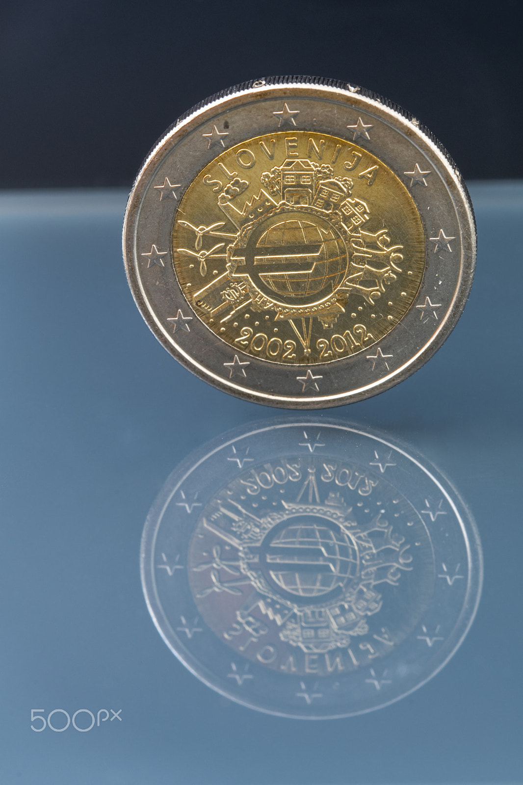 Sigma 105mm F2.8 EX DG OS HSM sample photo. Commemorative 2 eur coin 10 years of euro currency photography
