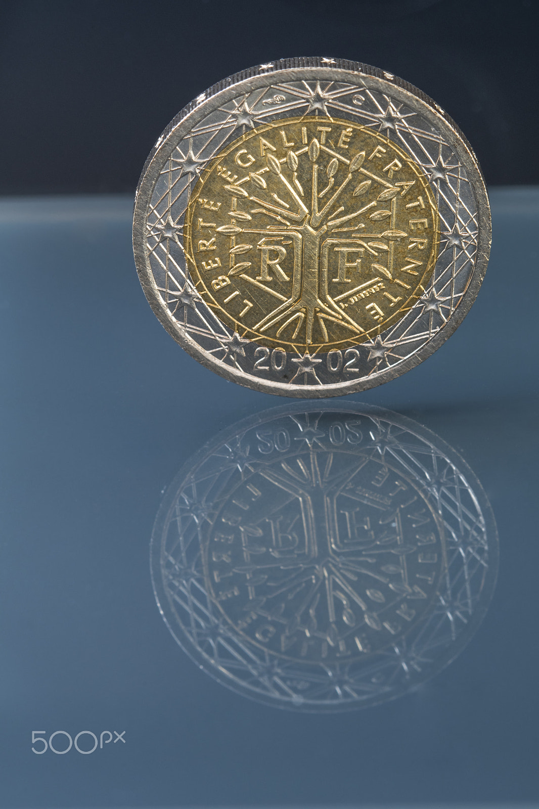 Sigma 105mm F2.8 EX DG OS HSM sample photo. 2 eur coin issued by france - liberty, equality, fraternity photography