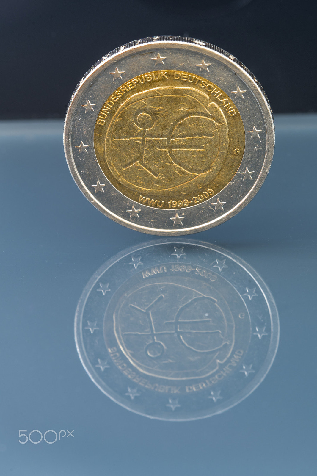 Sigma 105mm F2.8 EX DG OS HSM sample photo. Commemorative 2 eur coin 10th anniversary of european economic a photography