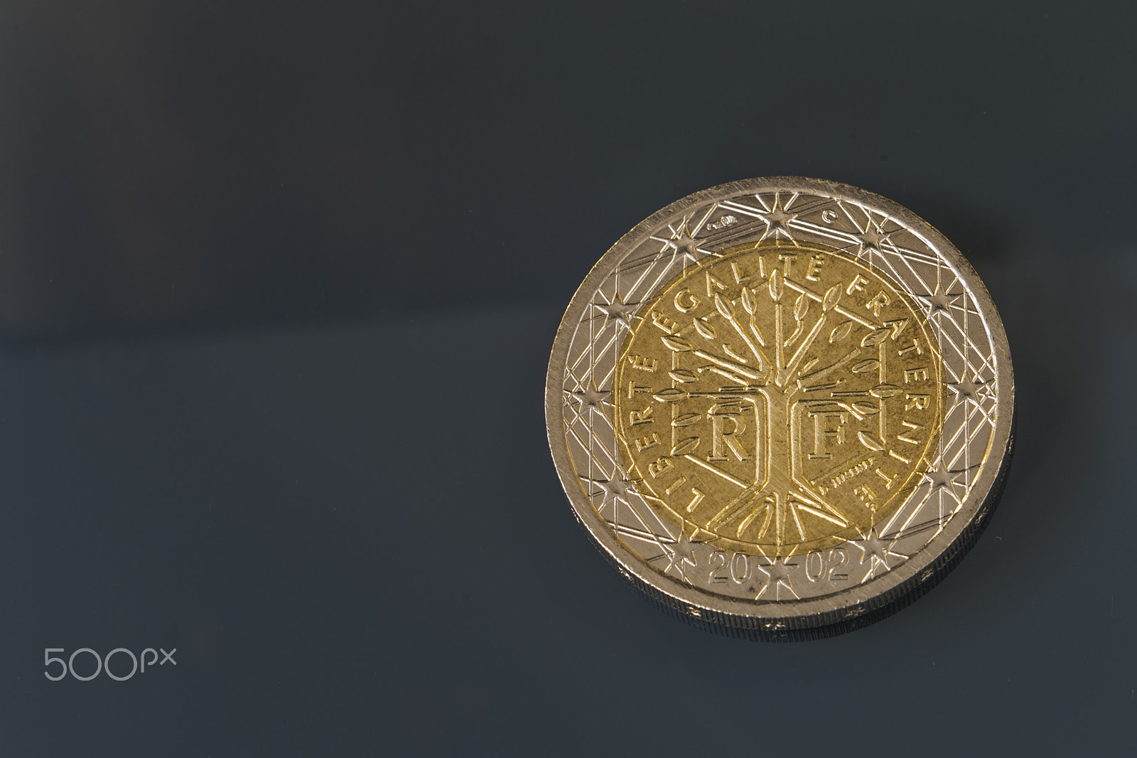 Sigma 105mm F2.8 EX DG OS HSM sample photo. 2 eur coin issued by france - liberty, equality, fraternity photography