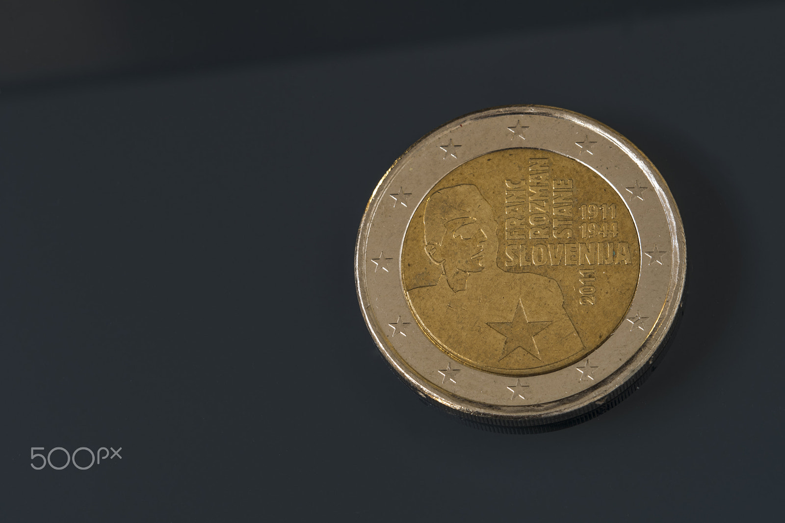 Sigma 105mm F2.8 EX DG OS HSM sample photo. Commemorative 2 eur coin, slovenia, franc rozman stane photography