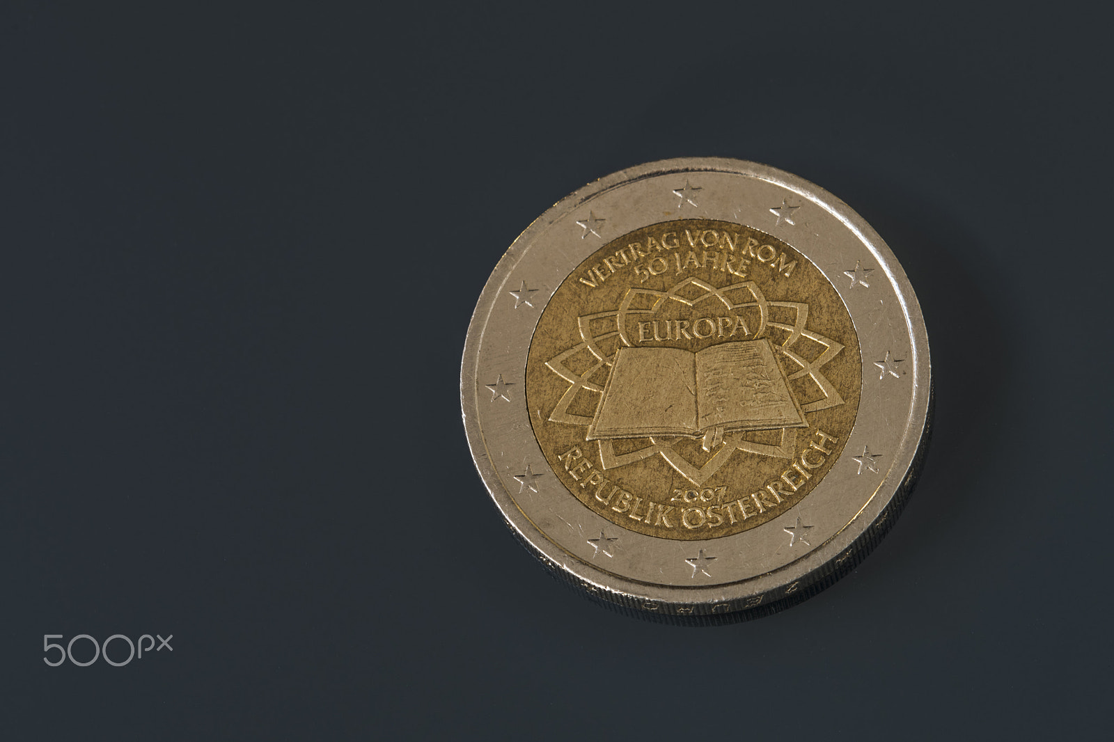 Sigma 105mm F2.8 EX DG OS HSM sample photo. Commemorative 2 eur coin, 50th anniversary treaty of rome, issue photography