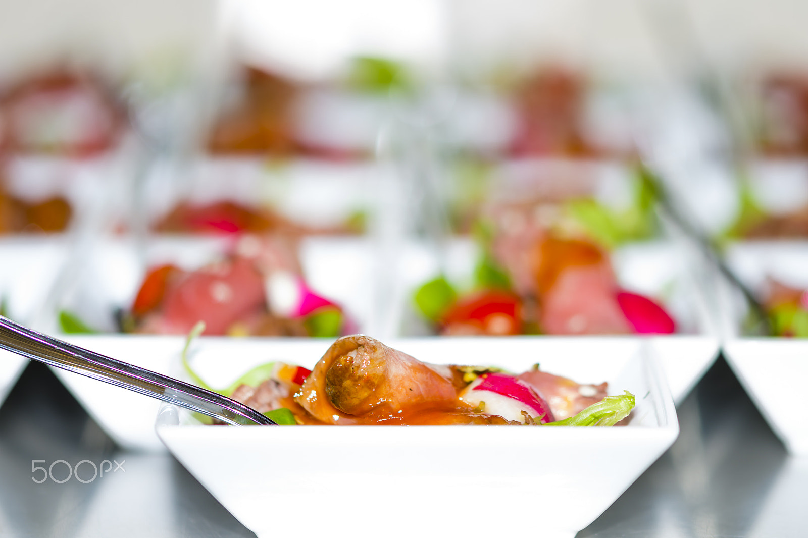 Sigma 105mm F2.8 EX DG OS HSM sample photo. Colorful mini snacks, appetizers in white cups. healthy diet or photography