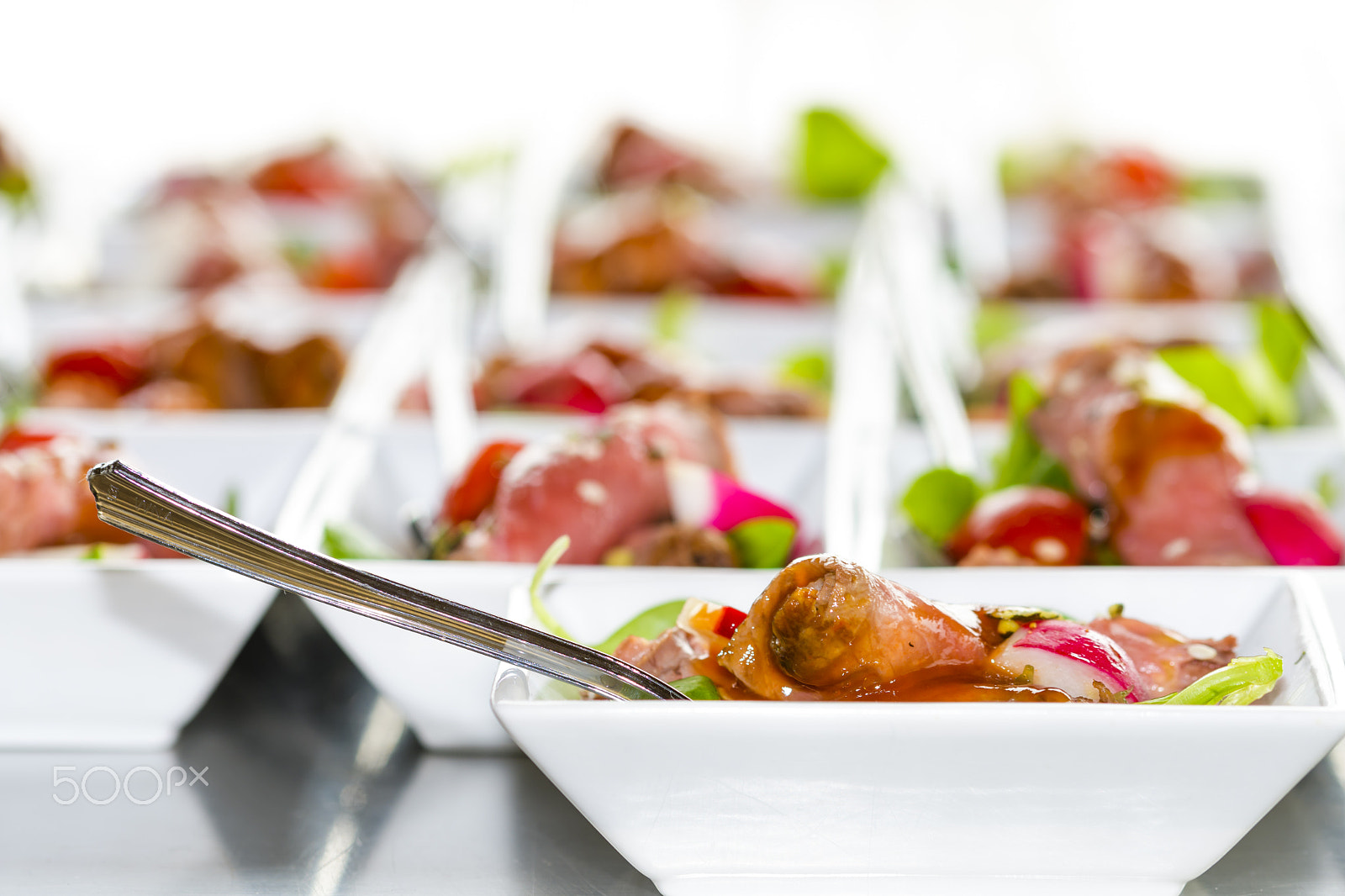 Sigma 105mm F2.8 EX DG OS HSM sample photo. Colorful mini snacks, appetizers in white cups. healthy diet or photography
