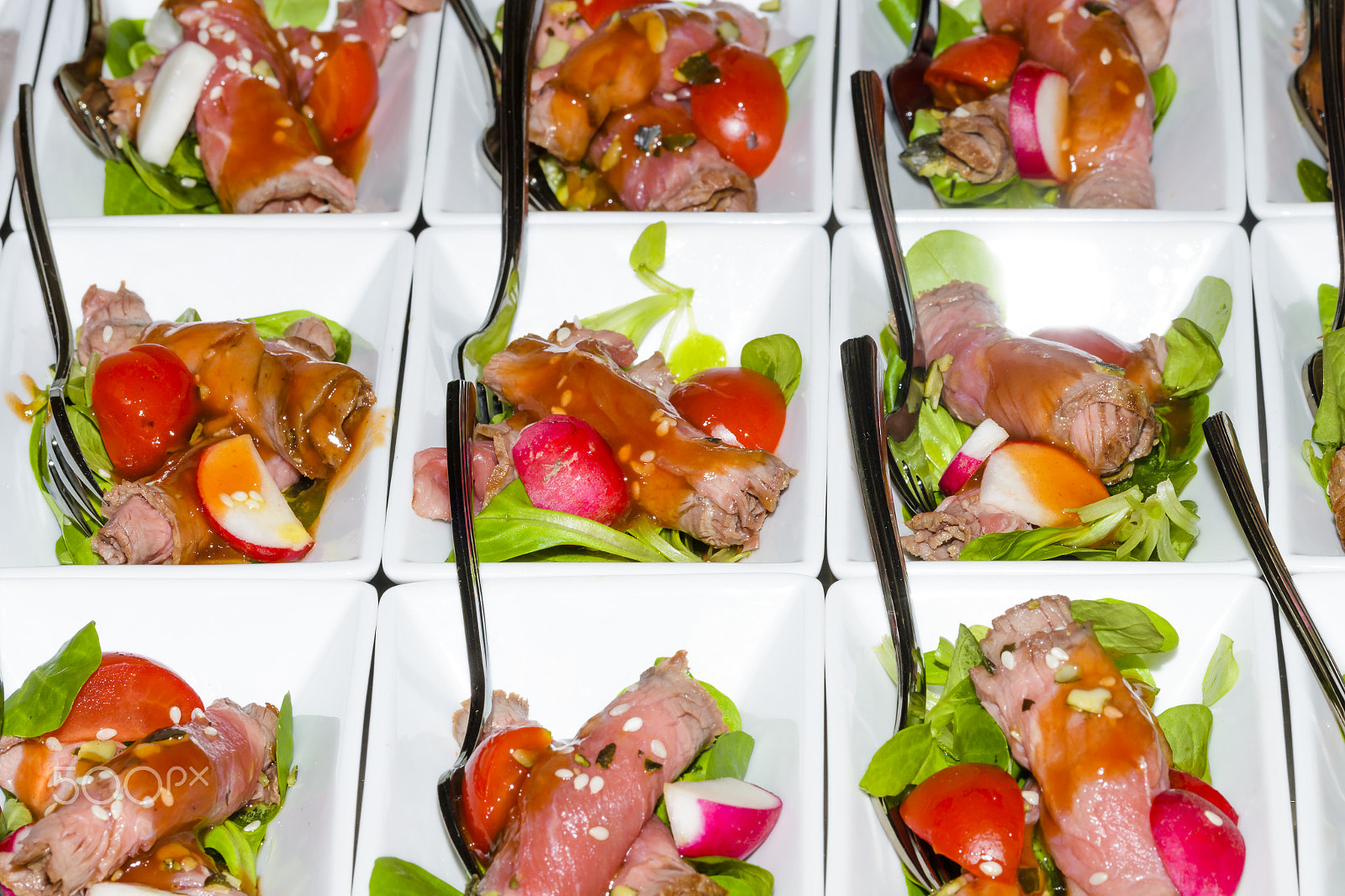 Sigma 105mm F2.8 EX DG OS HSM sample photo. Colorful mini snacks, appetizers in white cups. healthy diet or photography