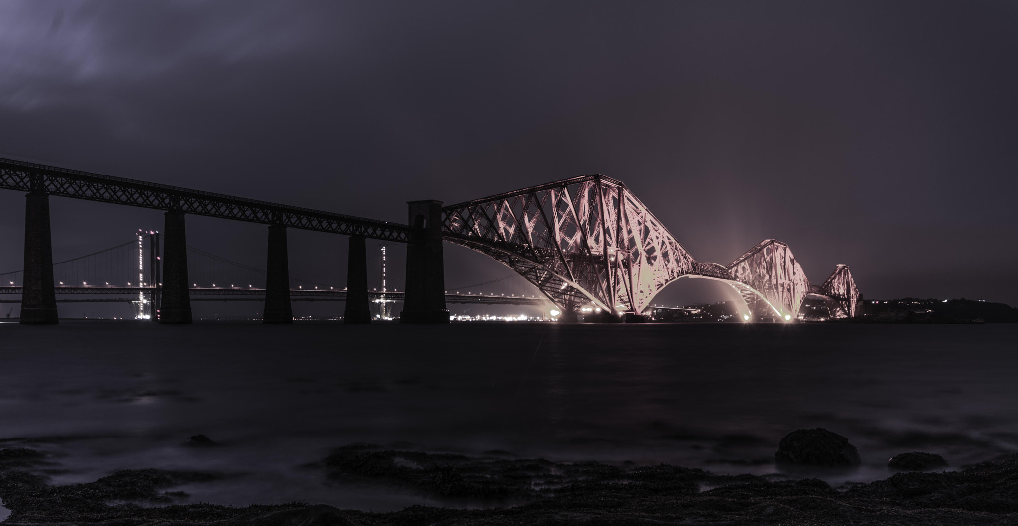 Pentax K-70 sample photo. Railway brdige at night photography