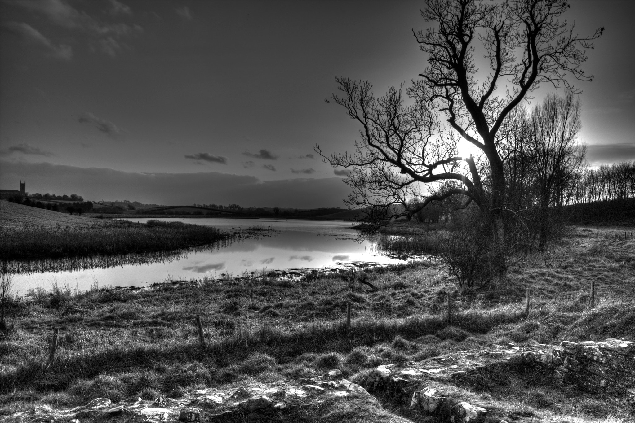 Samsung NX2000 sample photo. Downpatrick from inch abbey b&w photography