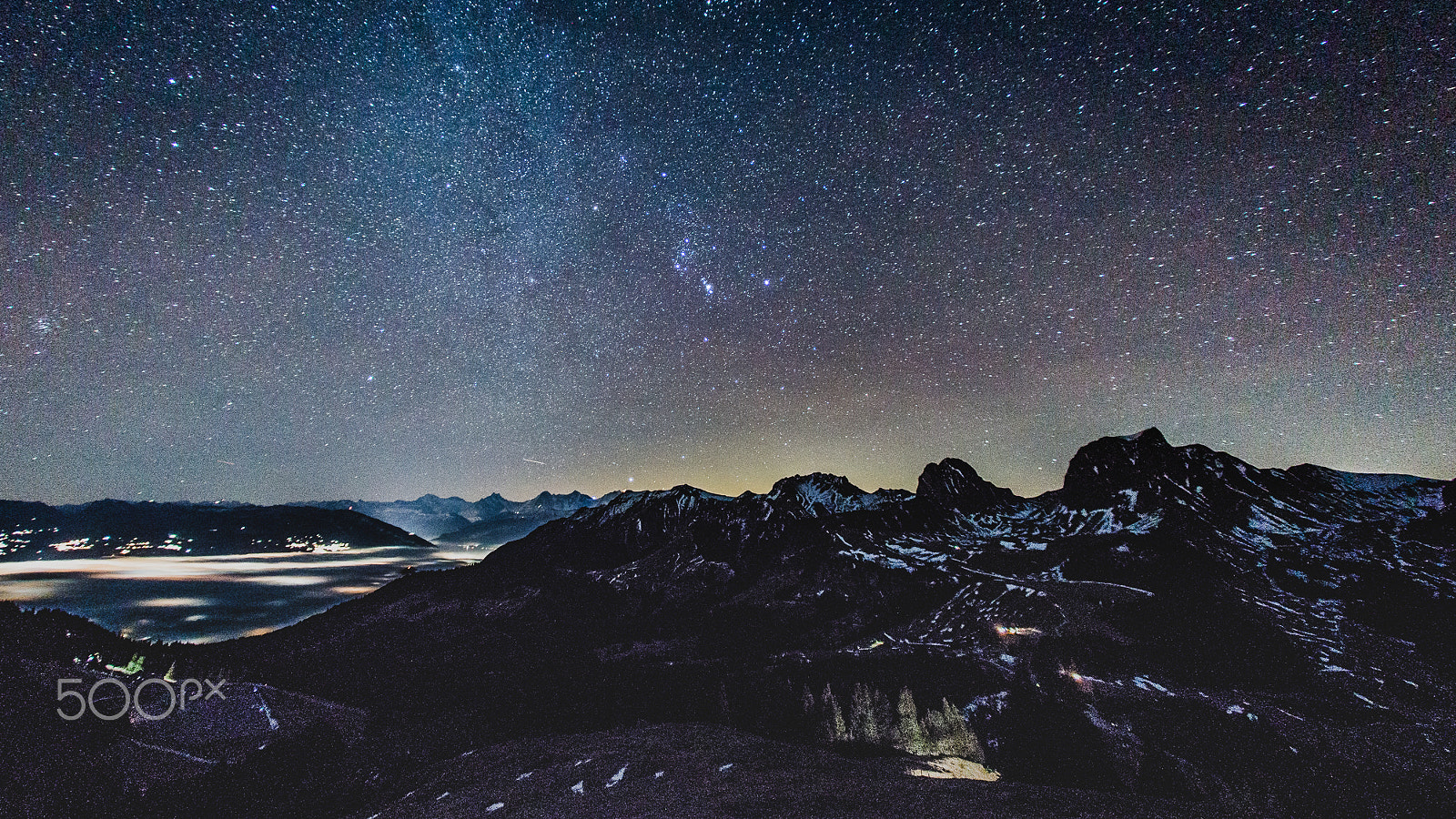 Sony a99 II + Sony 16mm F2.8 Fisheye sample photo. Gantrisch by night photography