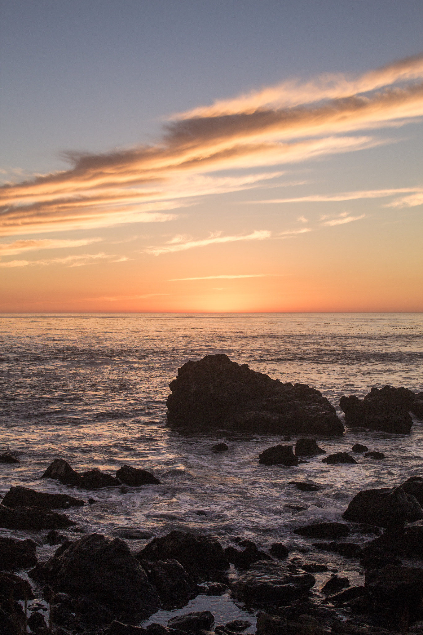 Sigma 30mm F1.4 EX DC HSM sample photo. Waves on rocks after cambria sunset photography