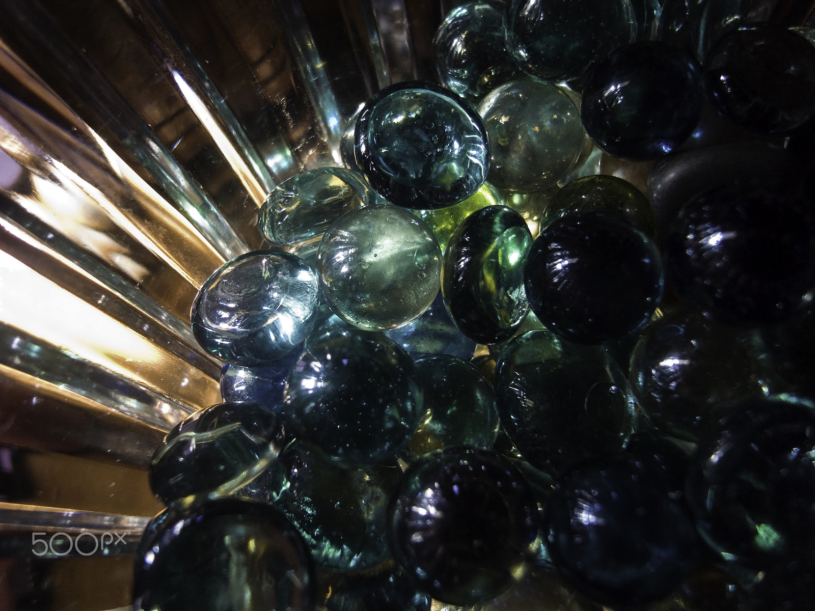 Ricoh GX200 sample photo. Cross section of marbles and stones in a crystal bowl photography