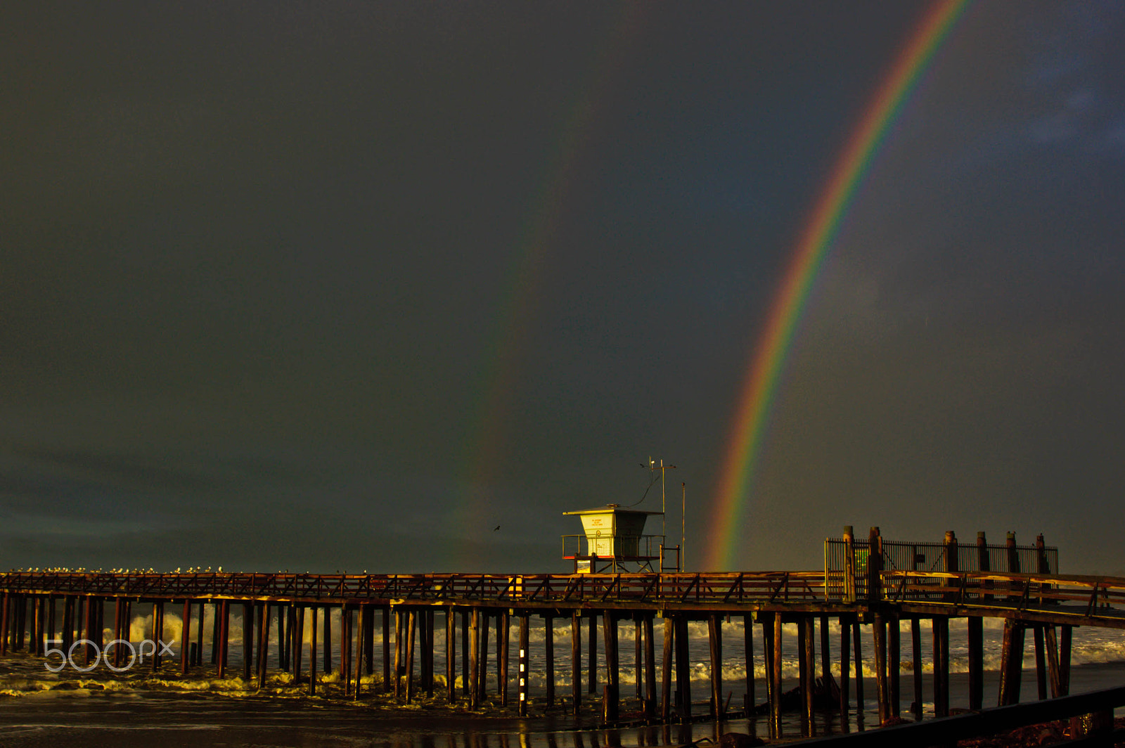 Nikon D50 sample photo. Rainbow over the pier photography