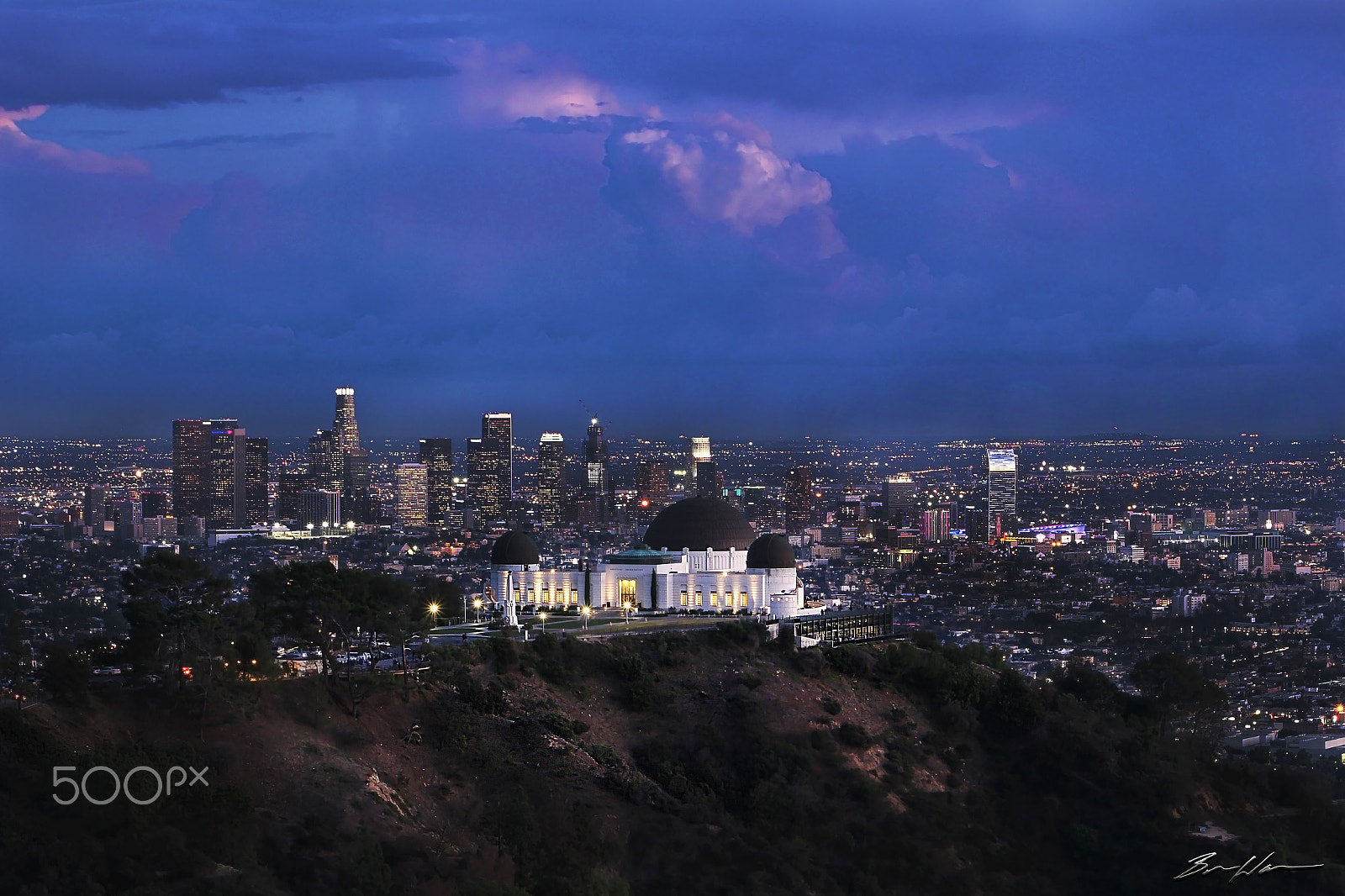 Canon EOS 100D (EOS Rebel SL1 / EOS Kiss X7) + EF75-300mm f/4-5.6 sample photo. Griffith observatory sunset photography