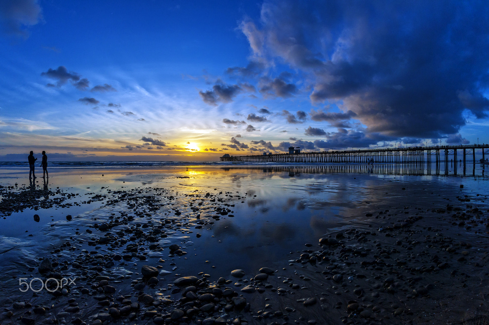 Nikon D700 + Sigma 15mm F2.8 EX DG Diagonal Fisheye sample photo. Sunset at oceanside - january 1, 2017 photography