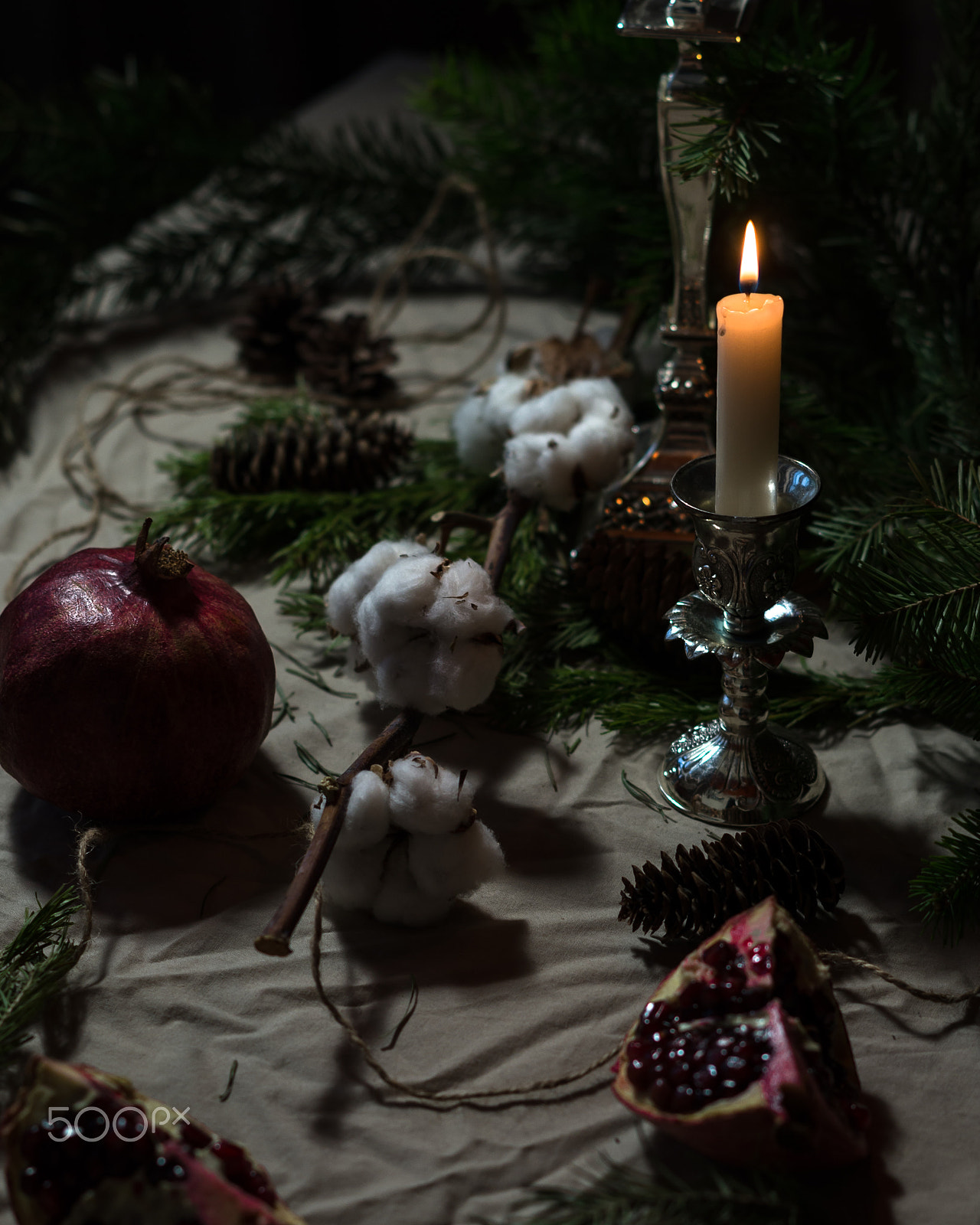 Pentax K-30 + Pentax smc DA 50mm F1.8 sample photo. Pomegranate in candle lights photography