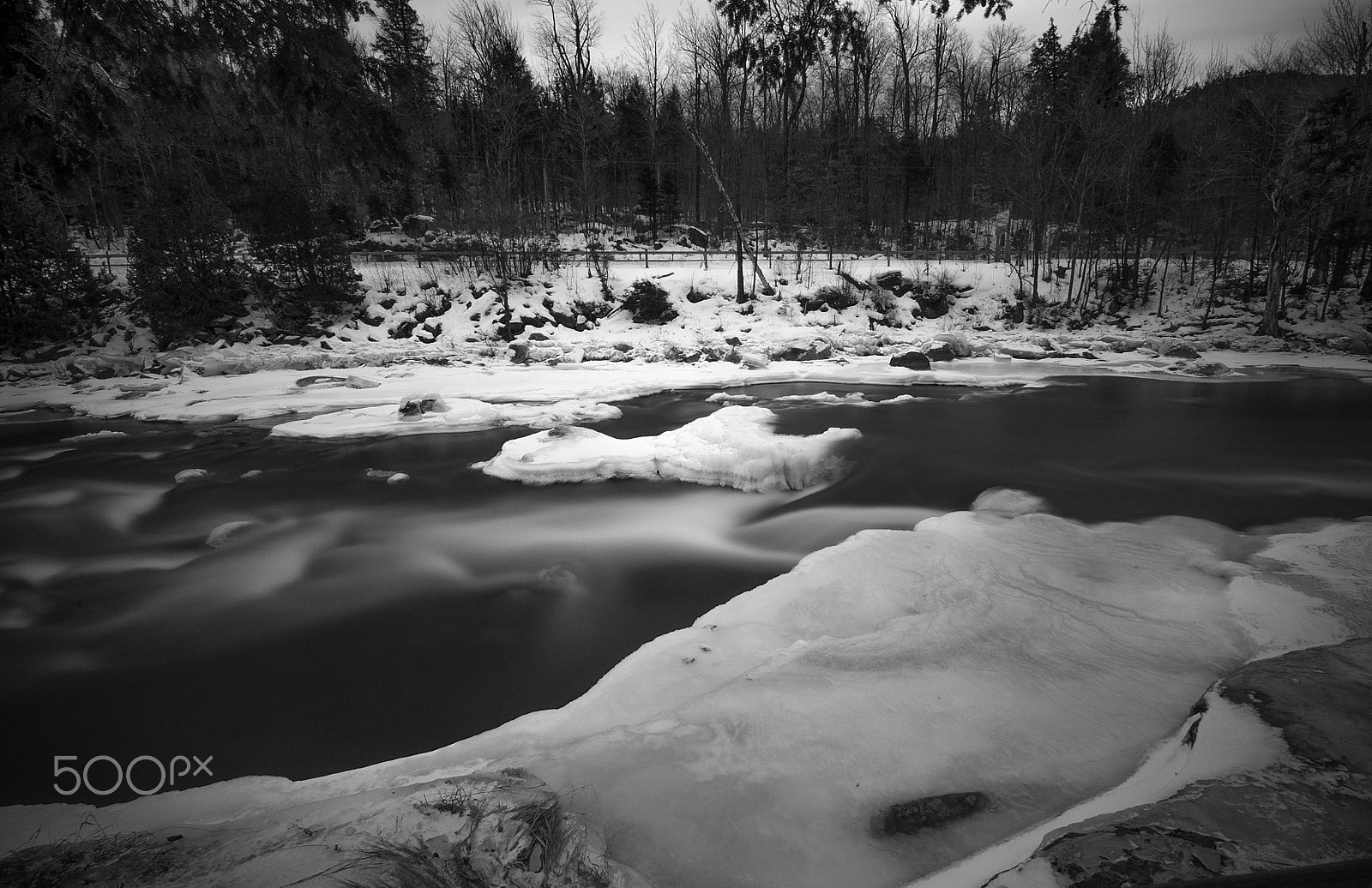 Nikon D5000 sample photo. Long exposure river black and white photography