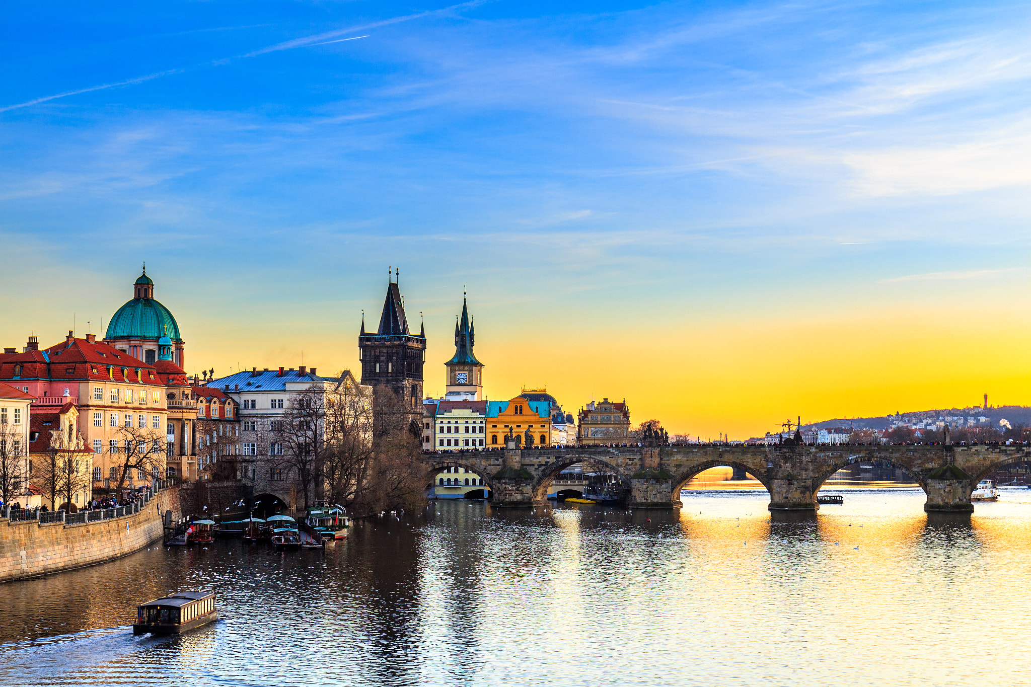 Canon EF 16-35mm F4L IS USM sample photo. Charles bridge at sunset photography