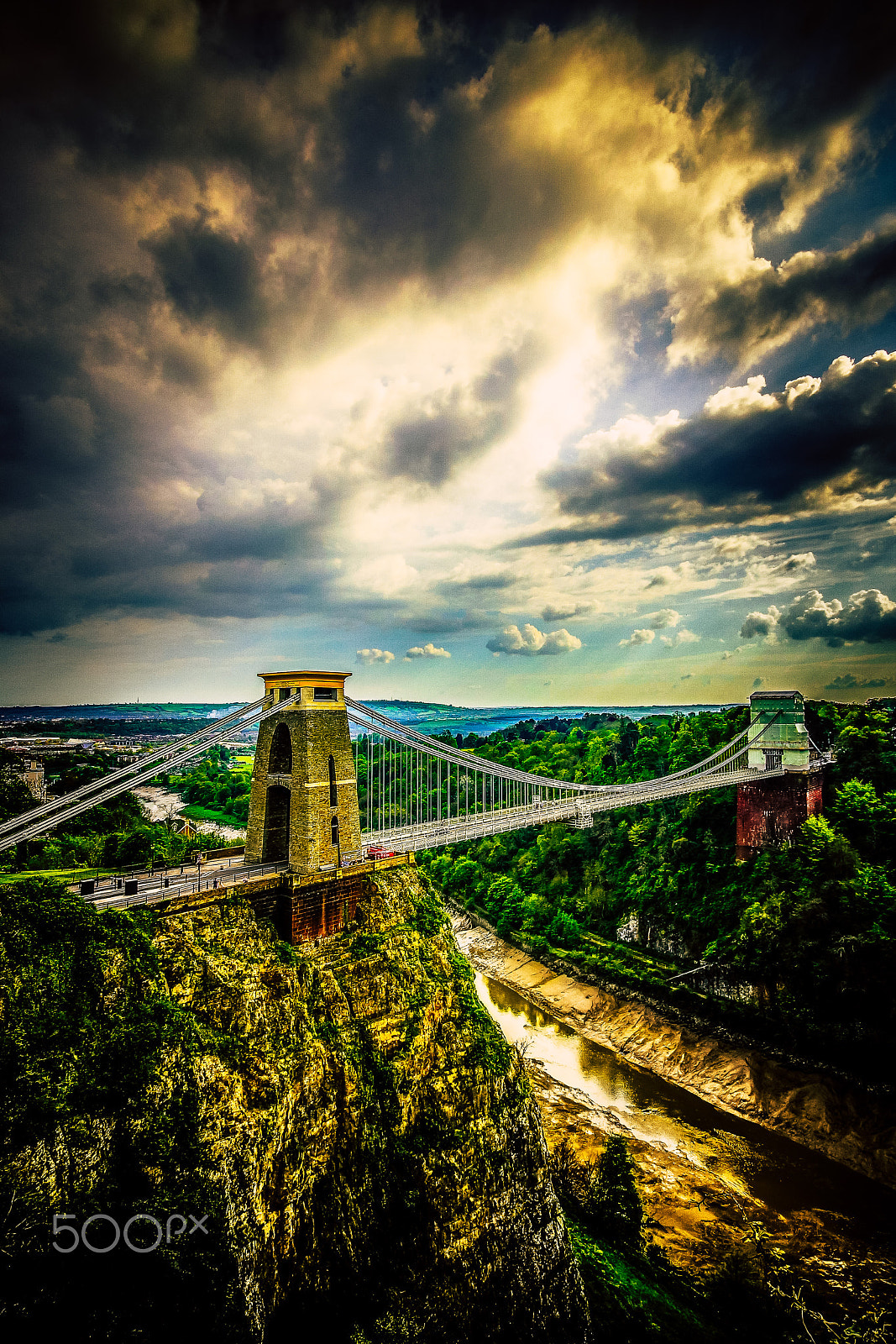 Canon EOS 100D (EOS Rebel SL1 / EOS Kiss X7) sample photo. Clifton suspension bridge under a dramatic sky photography