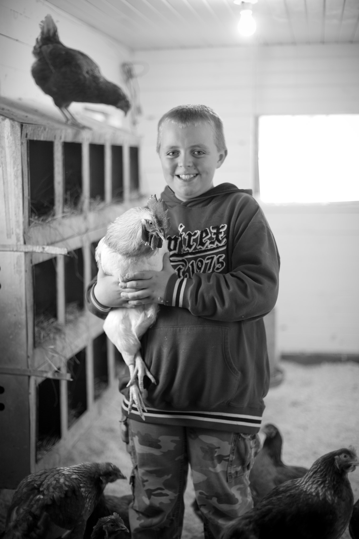 Nikon D3S + AF Nikkor 50mm f/1.4 sample photo. Boy with rooster of 4-h in maine photography
