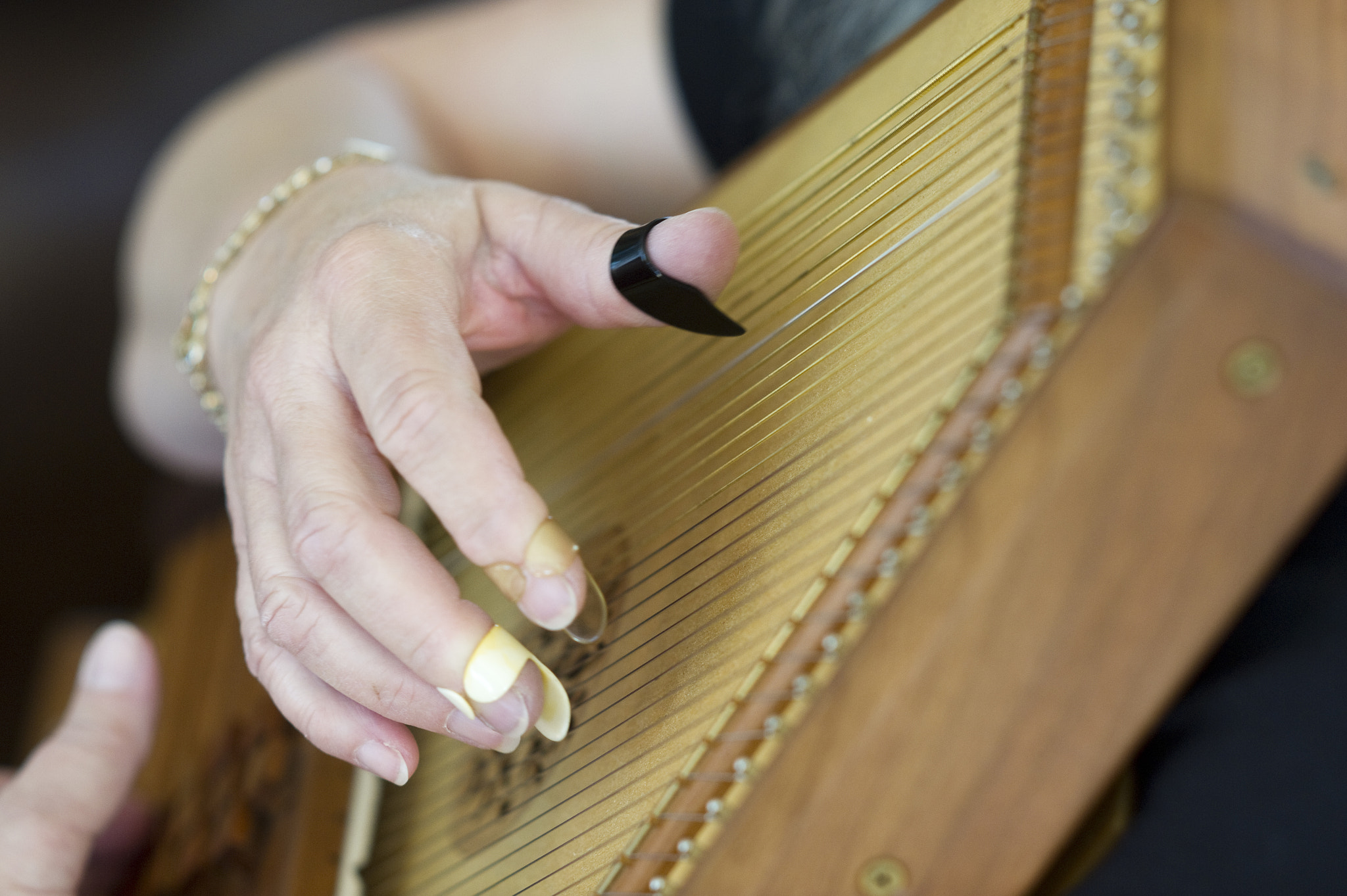 Nikon D3S sample photo. Close up of hand playing autoharp photography