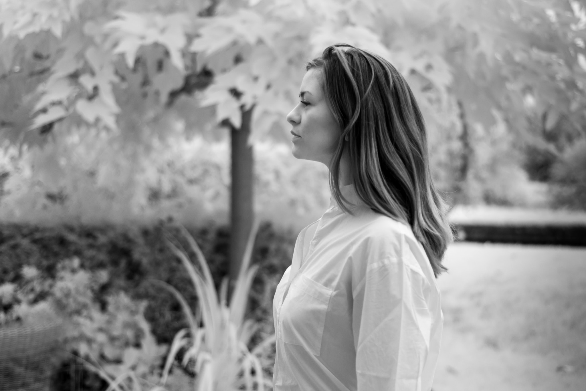 Nikon D800 + Nikon AF Micro-Nikkor 60mm F2.8D sample photo. Woman outside in the garden photography