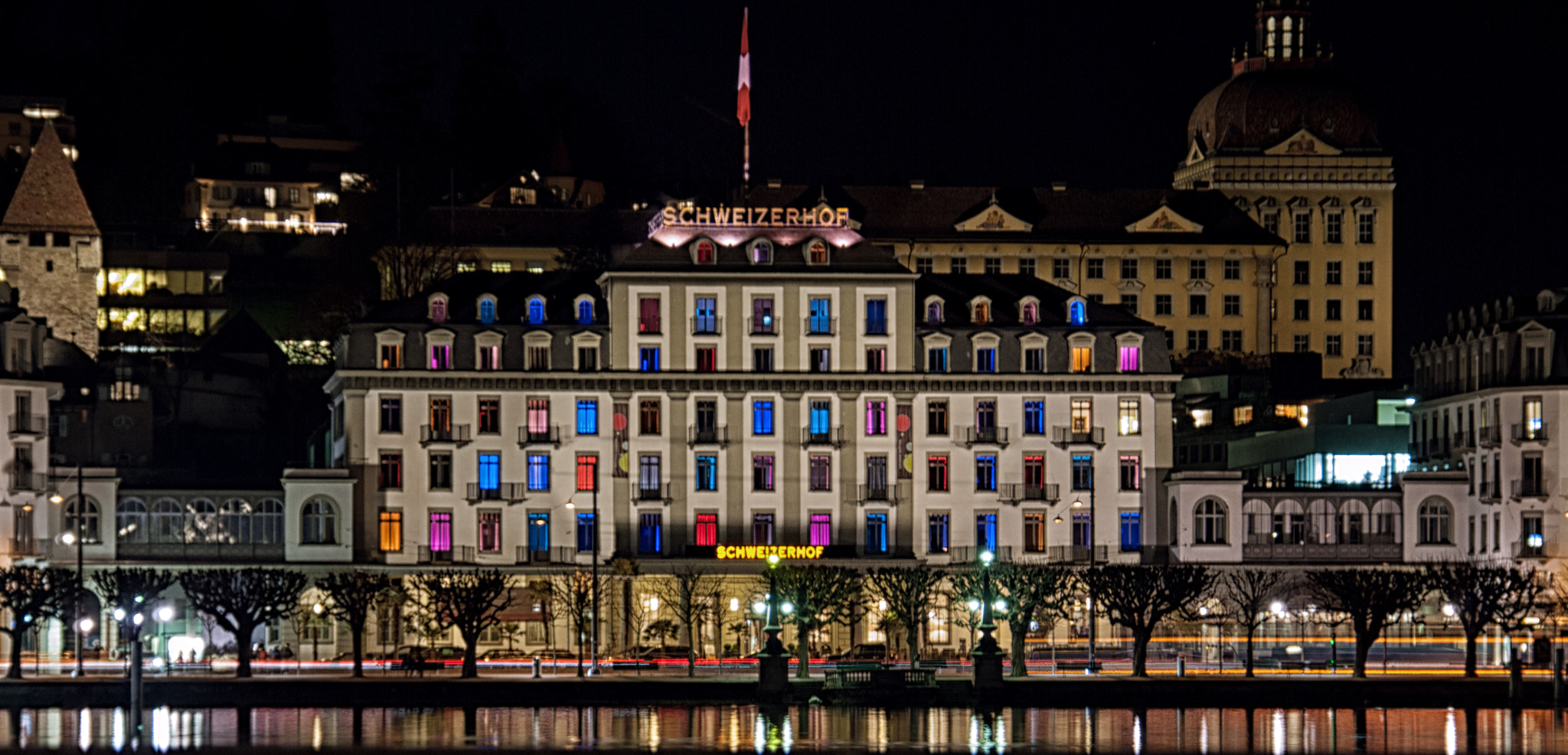 Nikon D60 + Sigma 18-200mm F3.5-6.3 DC OS HSM sample photo. Luzern at night photography