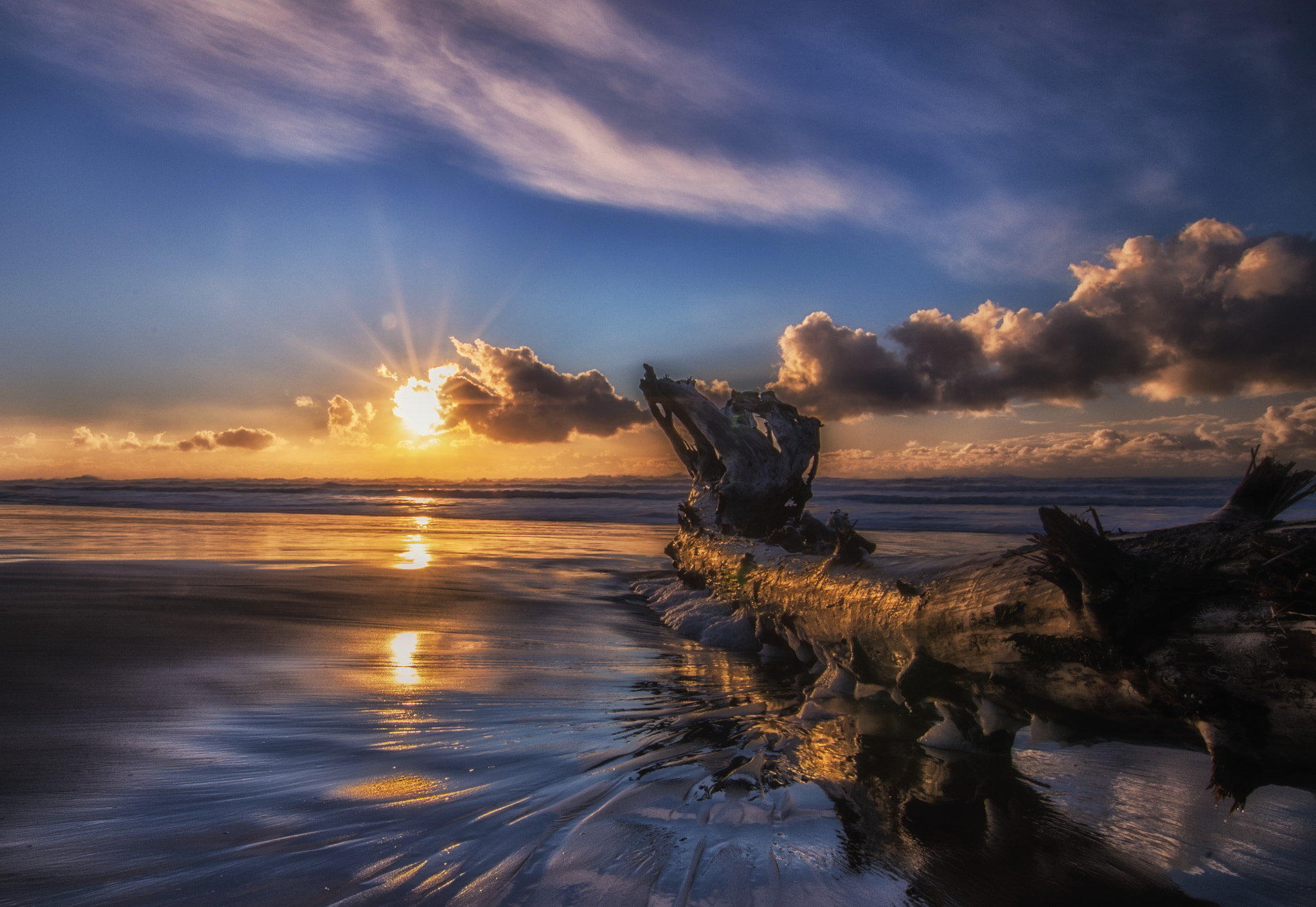 Sigma 10-20mm F3.5 EX DC HSM sample photo. Beach log sunset photography