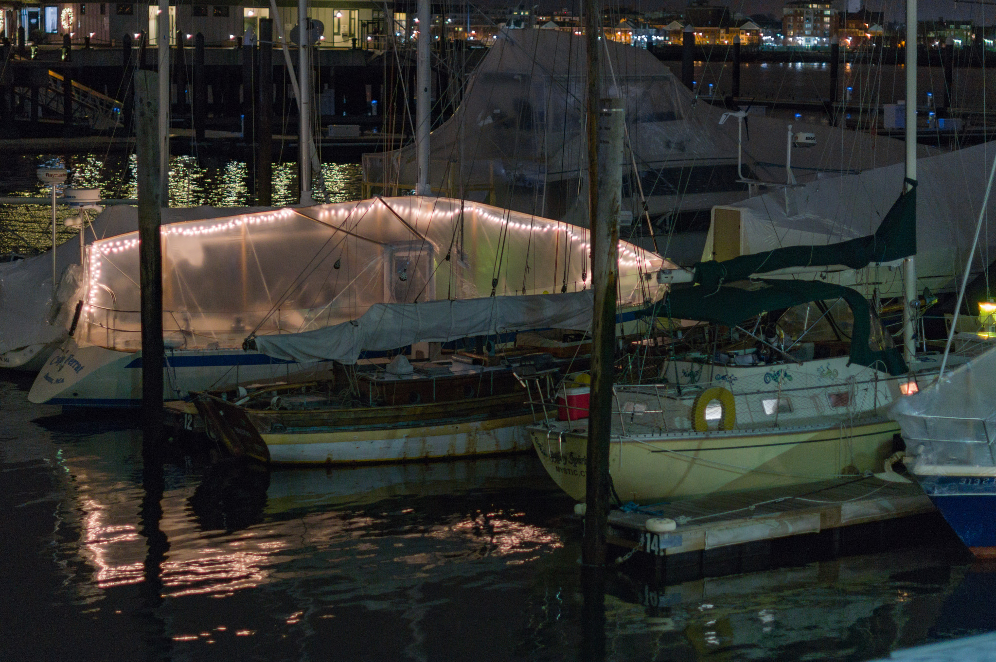 Pentax smc DA* 55mm F1.4 SDM sample photo. Liveaboards at night photography