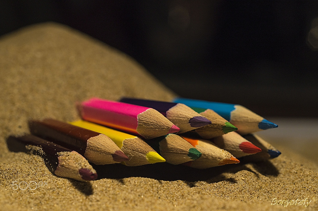 Sony SLT-A58 + MACRO 50mm F2.8 sample photo. Sand & pencils photography