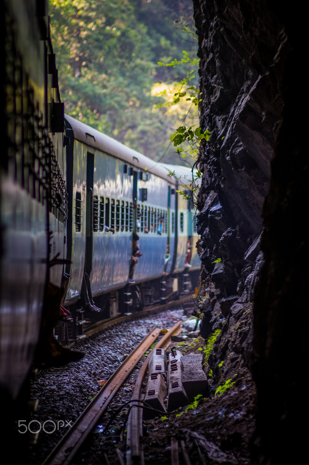 Canon EOS 80D + Canon EF 85mm F1.8 USM sample photo. Railway rock tunnel photography