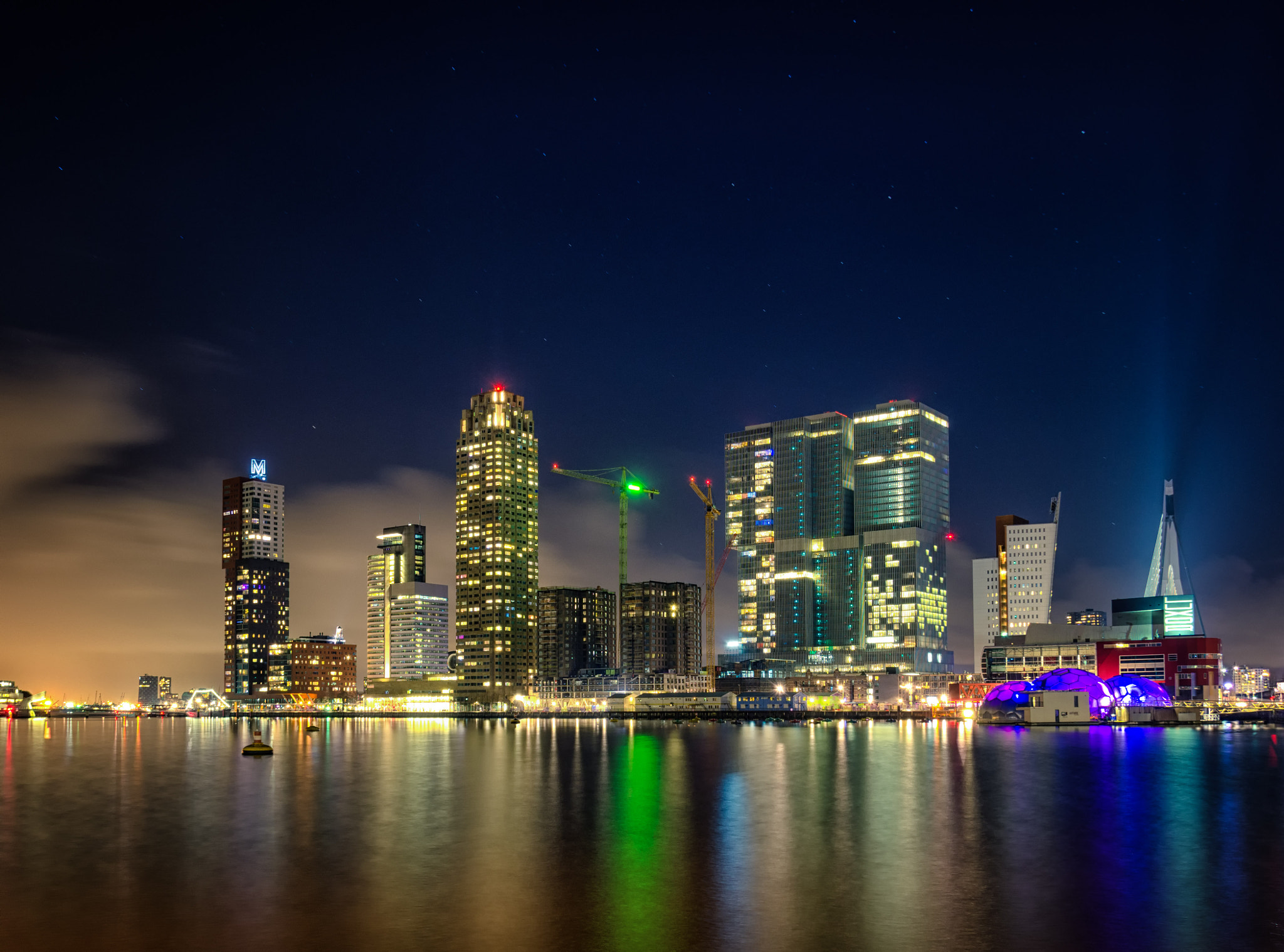 Nikon D5100 + Nikon PC-E Nikkor 24mm F3.5D ED Tilt-Shift sample photo. Skyline rotterdam by night photography