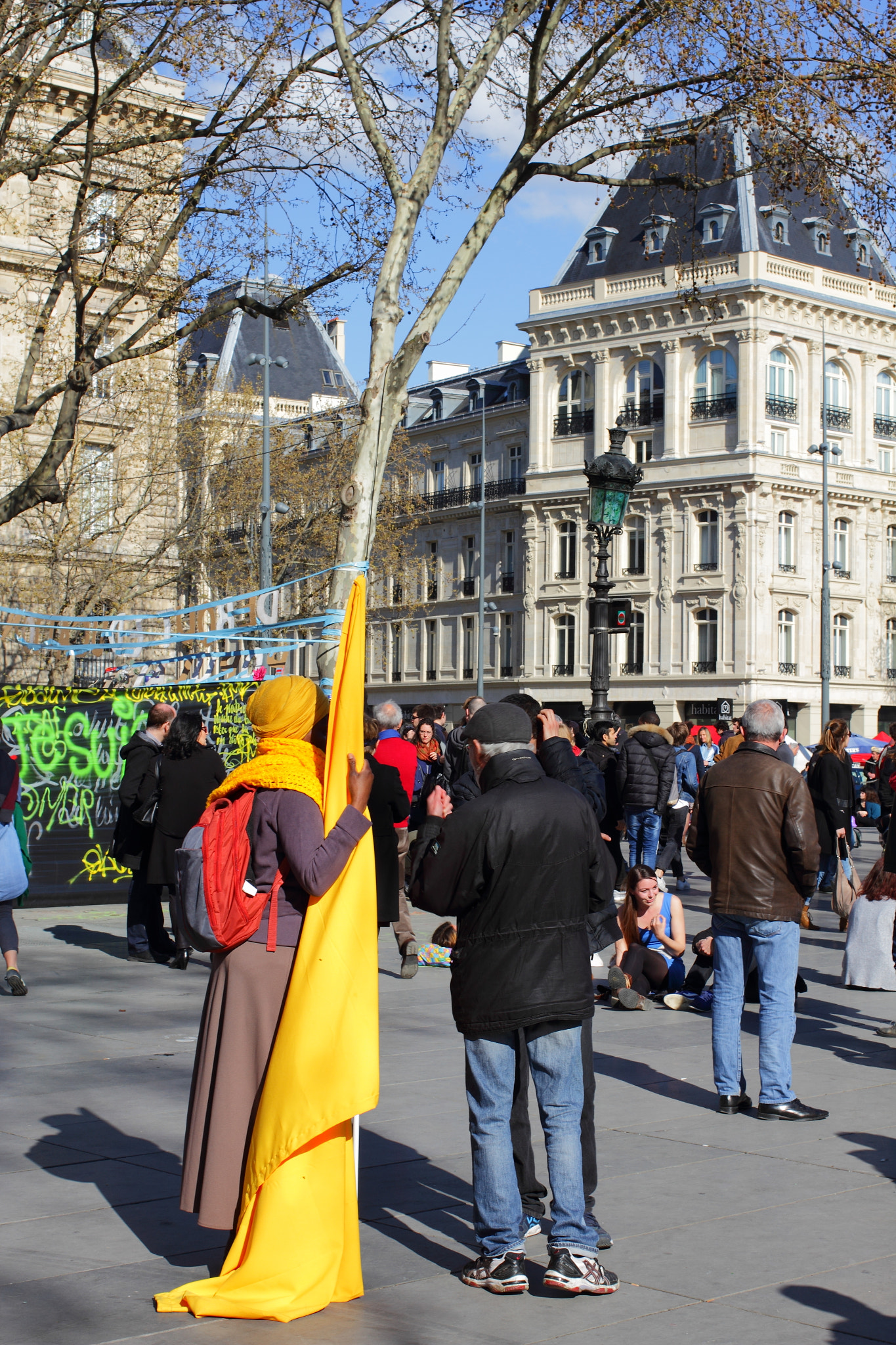 Canon EF 40mm F2.8 STM sample photo. Le drapeau, la femme et les oiseux photography