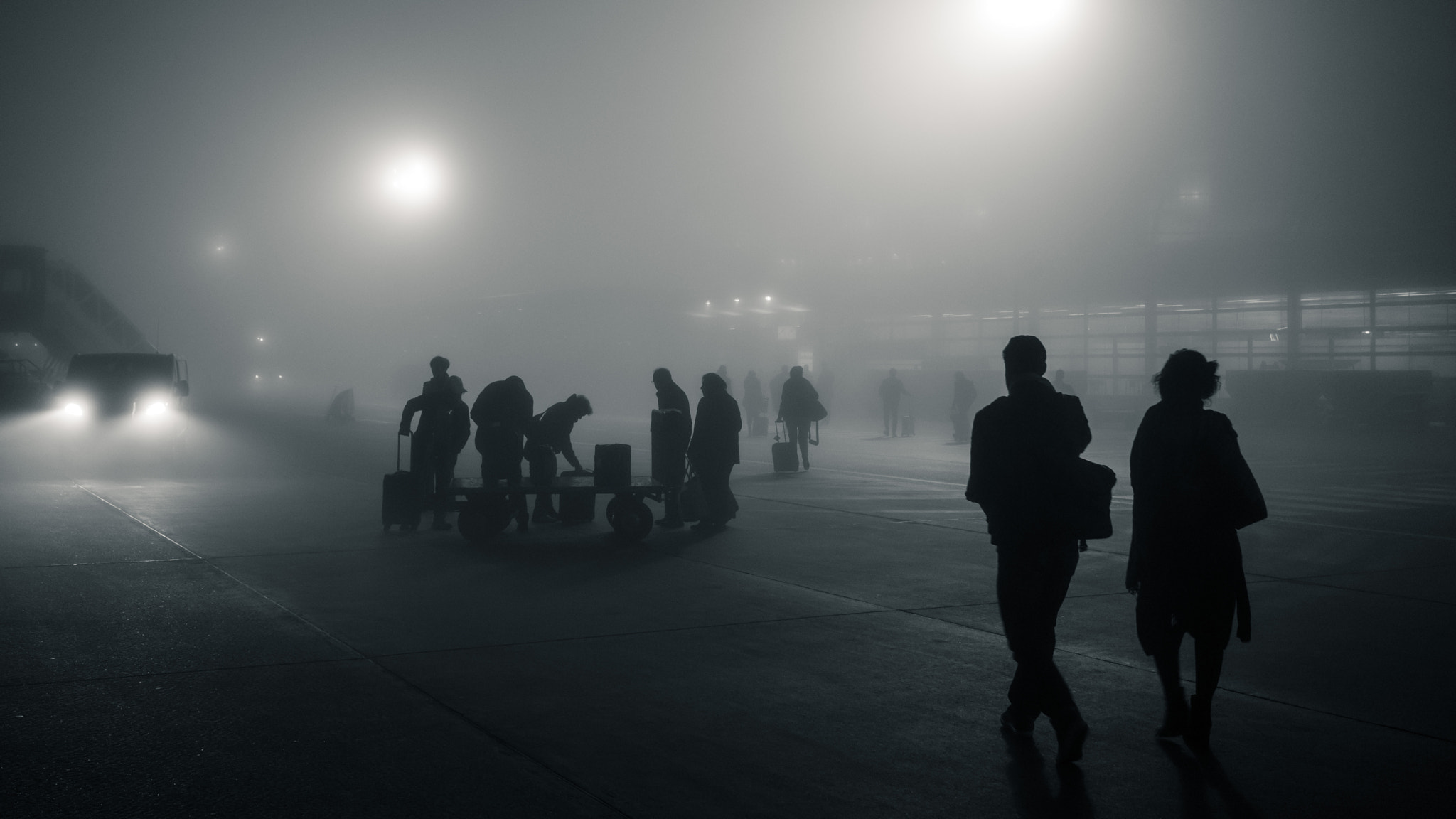 Sony a7R + Sony Sonnar T* FE 35mm F2.8 ZA sample photo. Graz airport in dense fog photography
