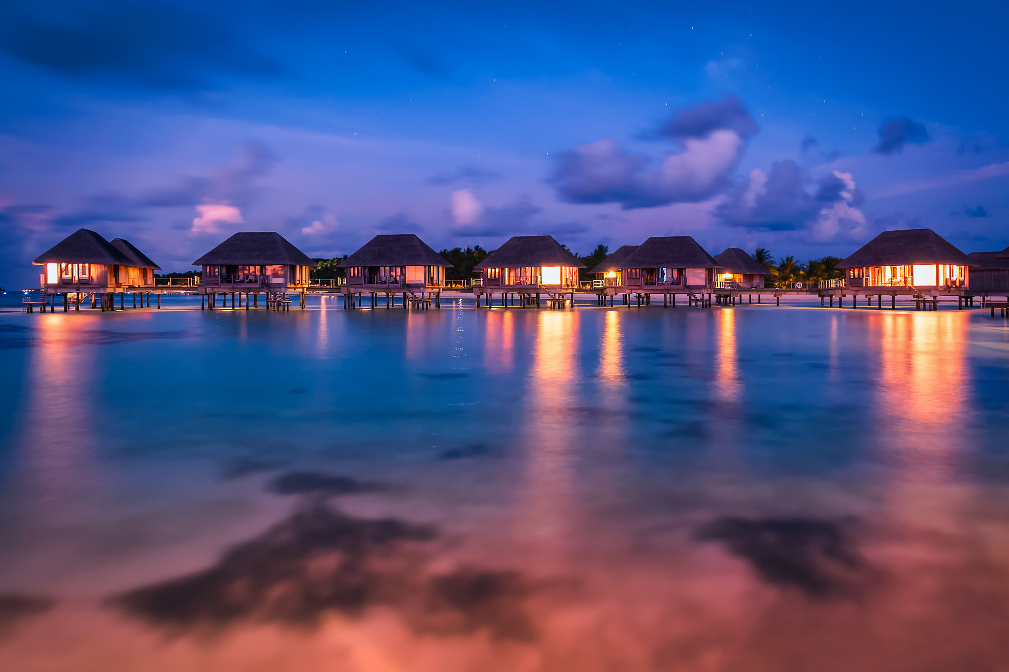Nikon D300 sample photo. Wonderful twilight time at tropical beach resort in maldives photography