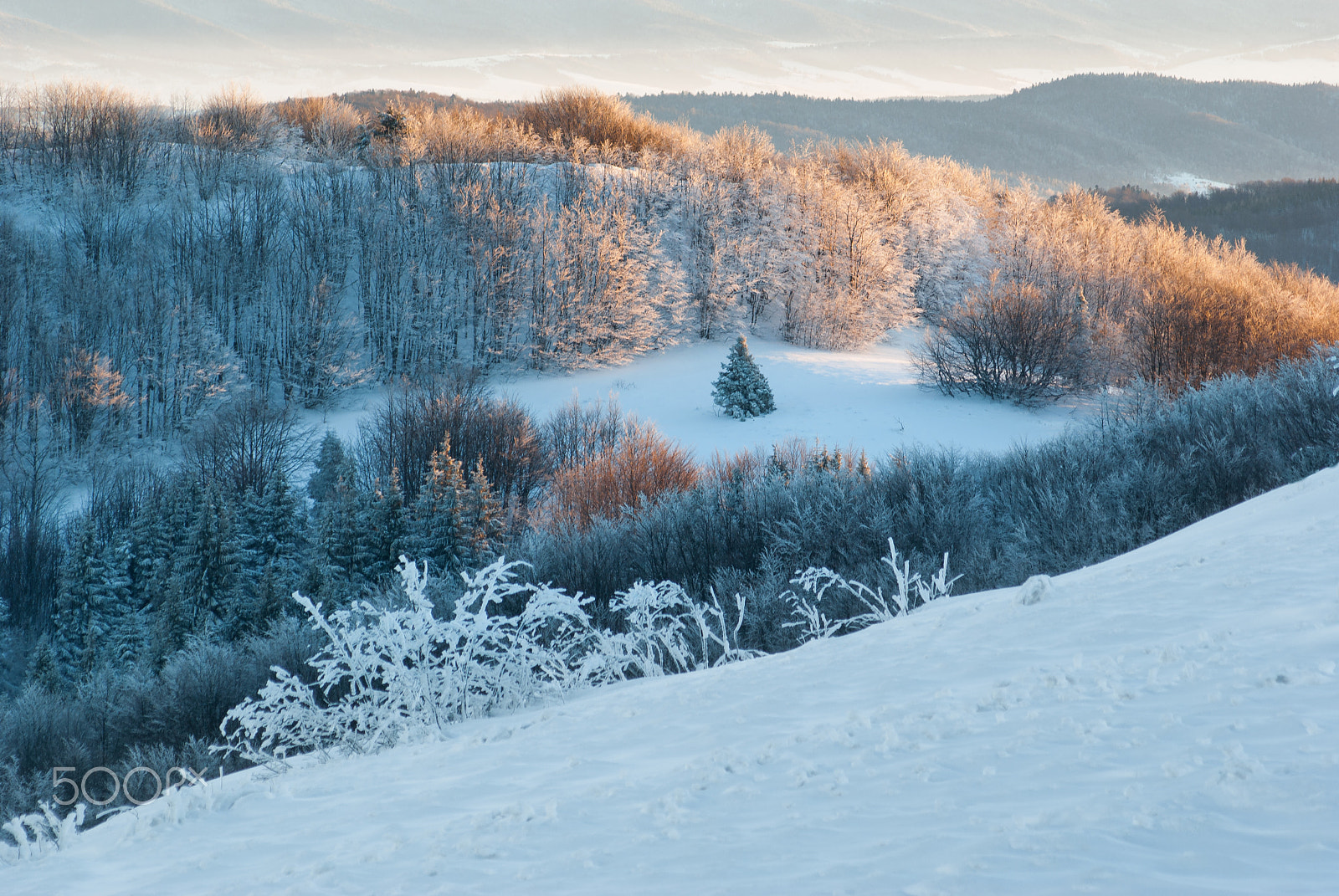 Pentax K10D + smc PENTAX-F 70-210mm F4-5.6 sample photo. Winter in bieszczady mountains, poland photography