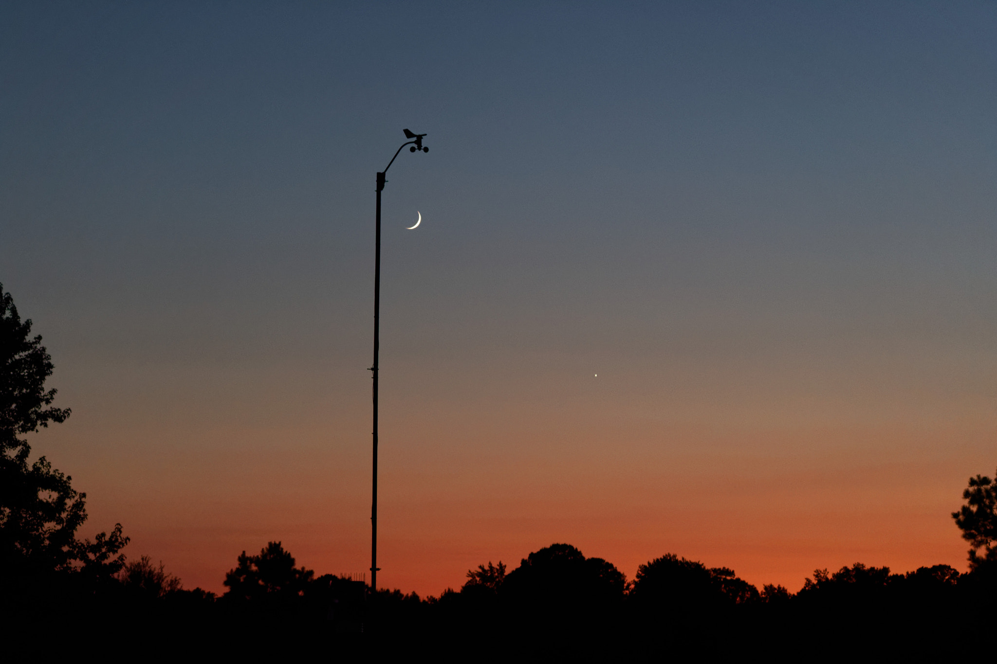 Canon EOS M3 sample photo. Sunset with moon over weather station photography