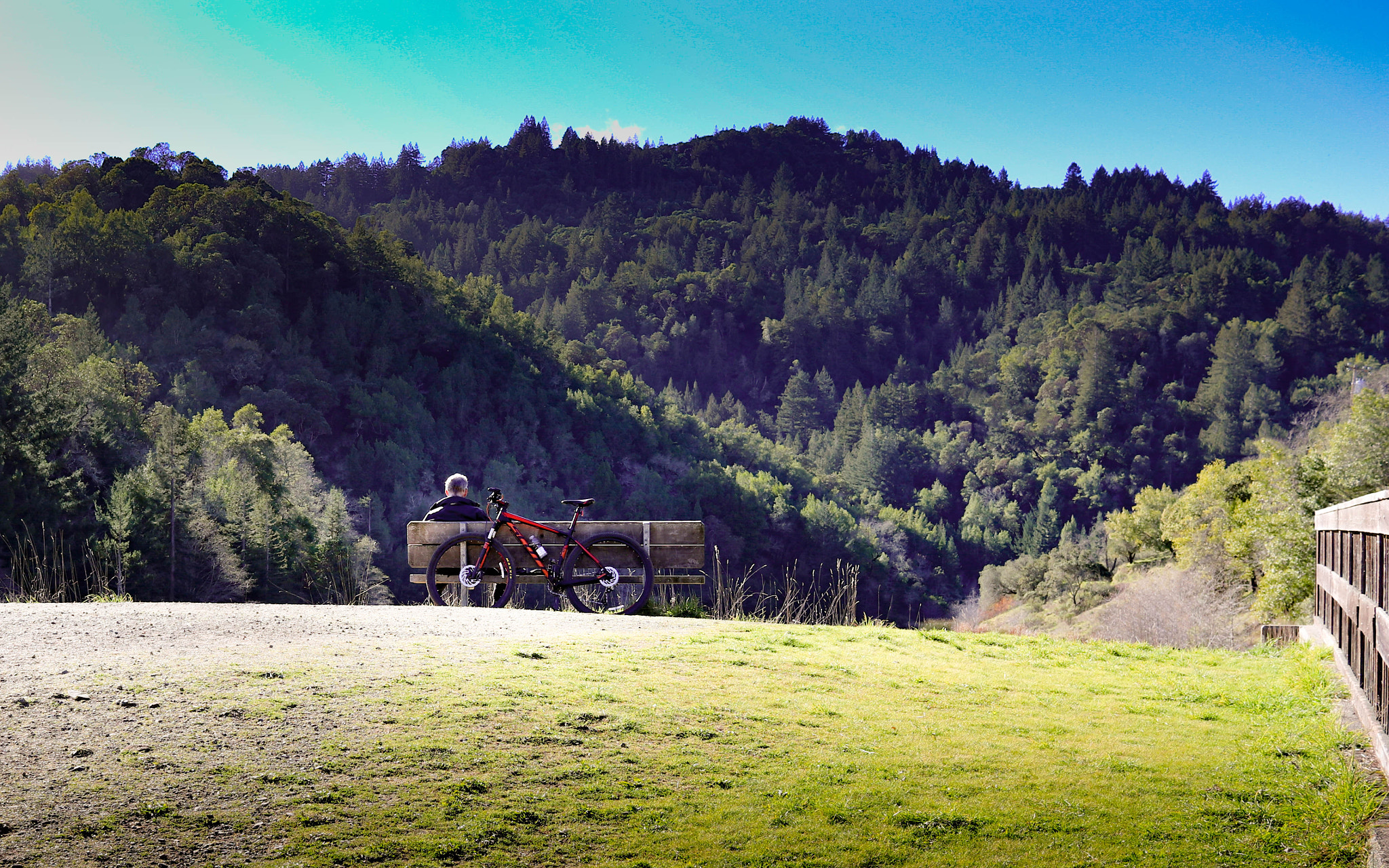 Canon EF-S 24mm F2.8 STM sample photo. Mountain biker resting photography