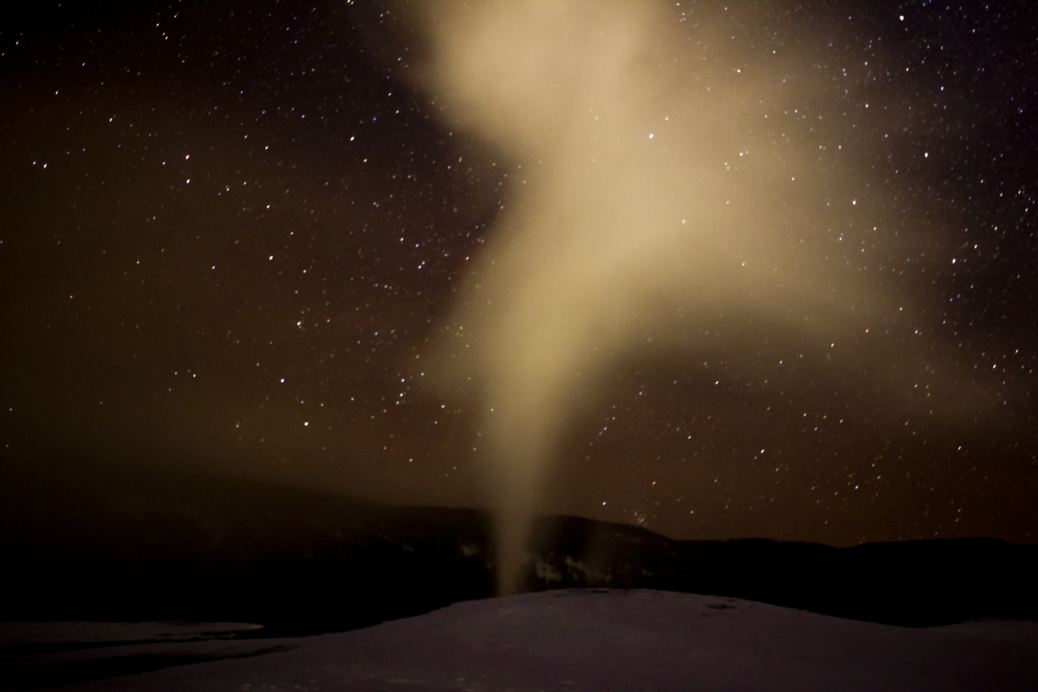 Canon EF-S 24mm F2.8 STM sample photo. Old faithful at night photography