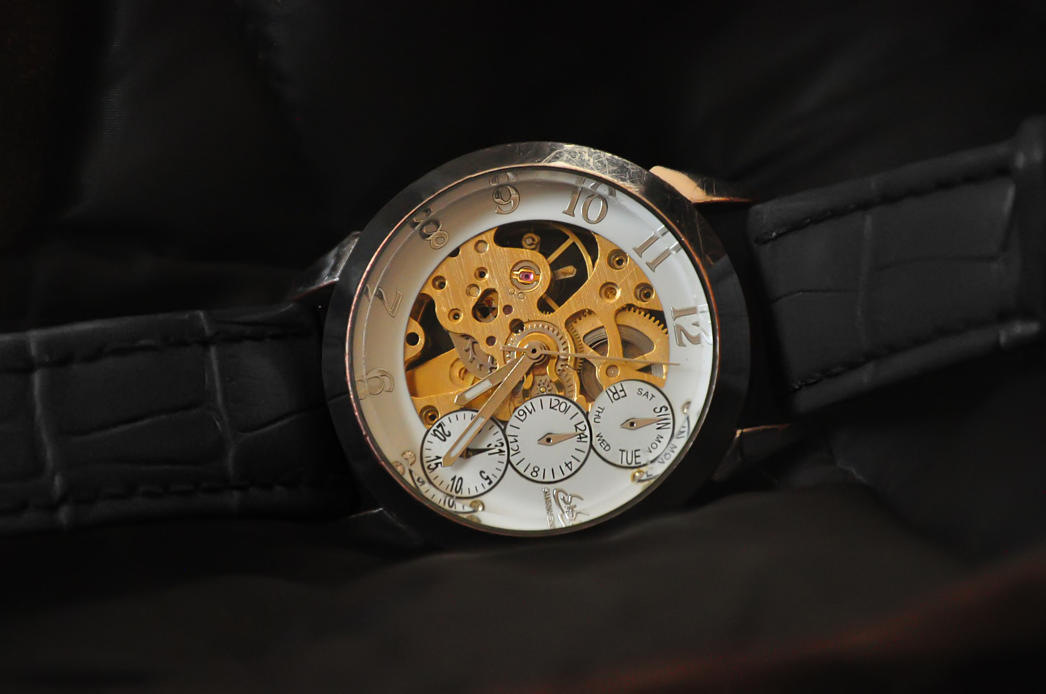 Nikon D5000 sample photo. Mechanical watch gold photography
