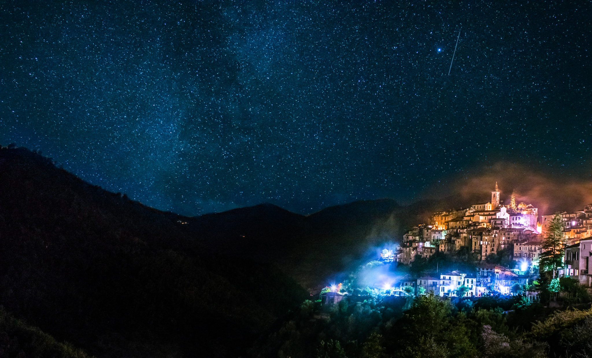 Nikon D3300 + Tamron SP 24-70mm F2.8 Di VC USD sample photo. Milky way above apricale photography