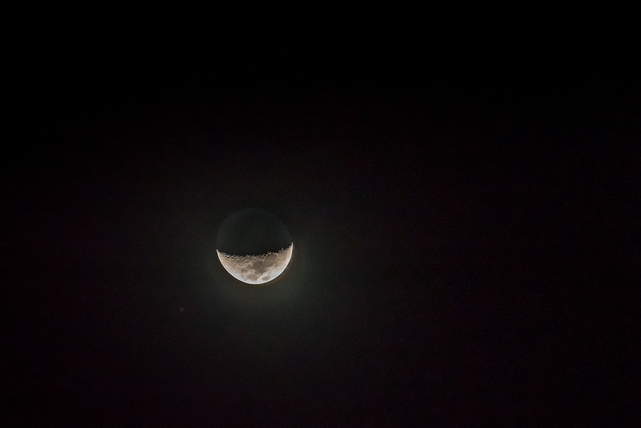 Nikon D750 + AF Nikkor 300mm f/4 IF-ED sample photo. The moon & earthshine -hdr photography